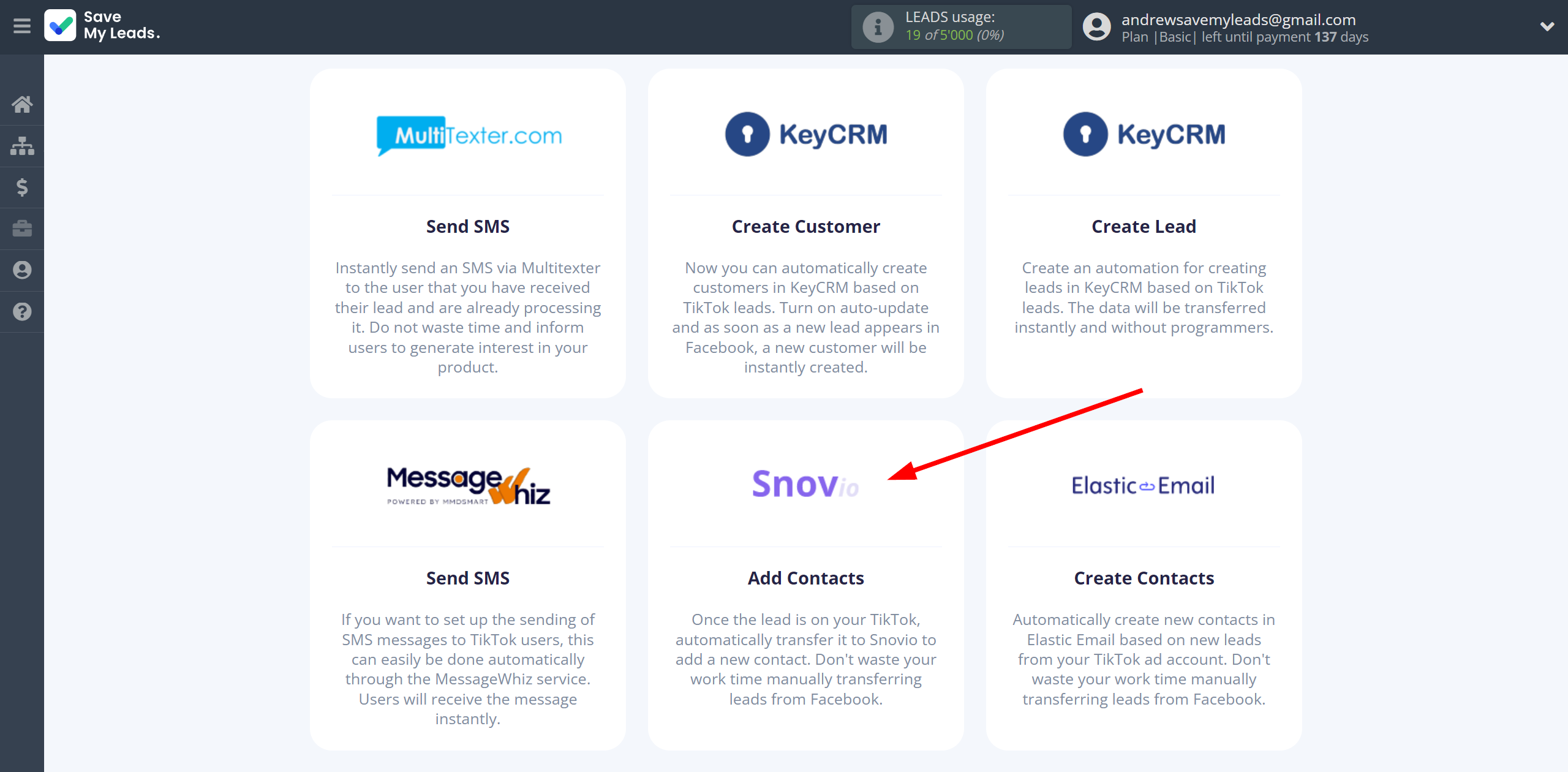 How to Connect TikTok with Snovio Add Contacts | Data Destination system selection How to Connect TikTok with Snovio Add Contacts | Data Destination system selection