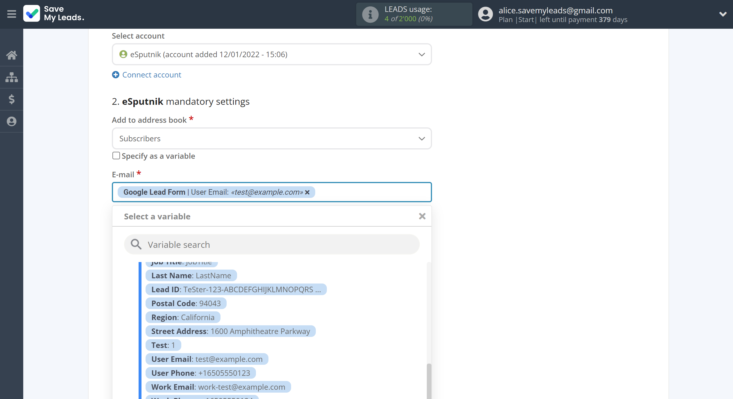 How to Connect Google Lead Form with eSputnik Add Contacts | Assigning fields How to Connect Google Lead Form with eSputnik Add Contacts | Assigning fields