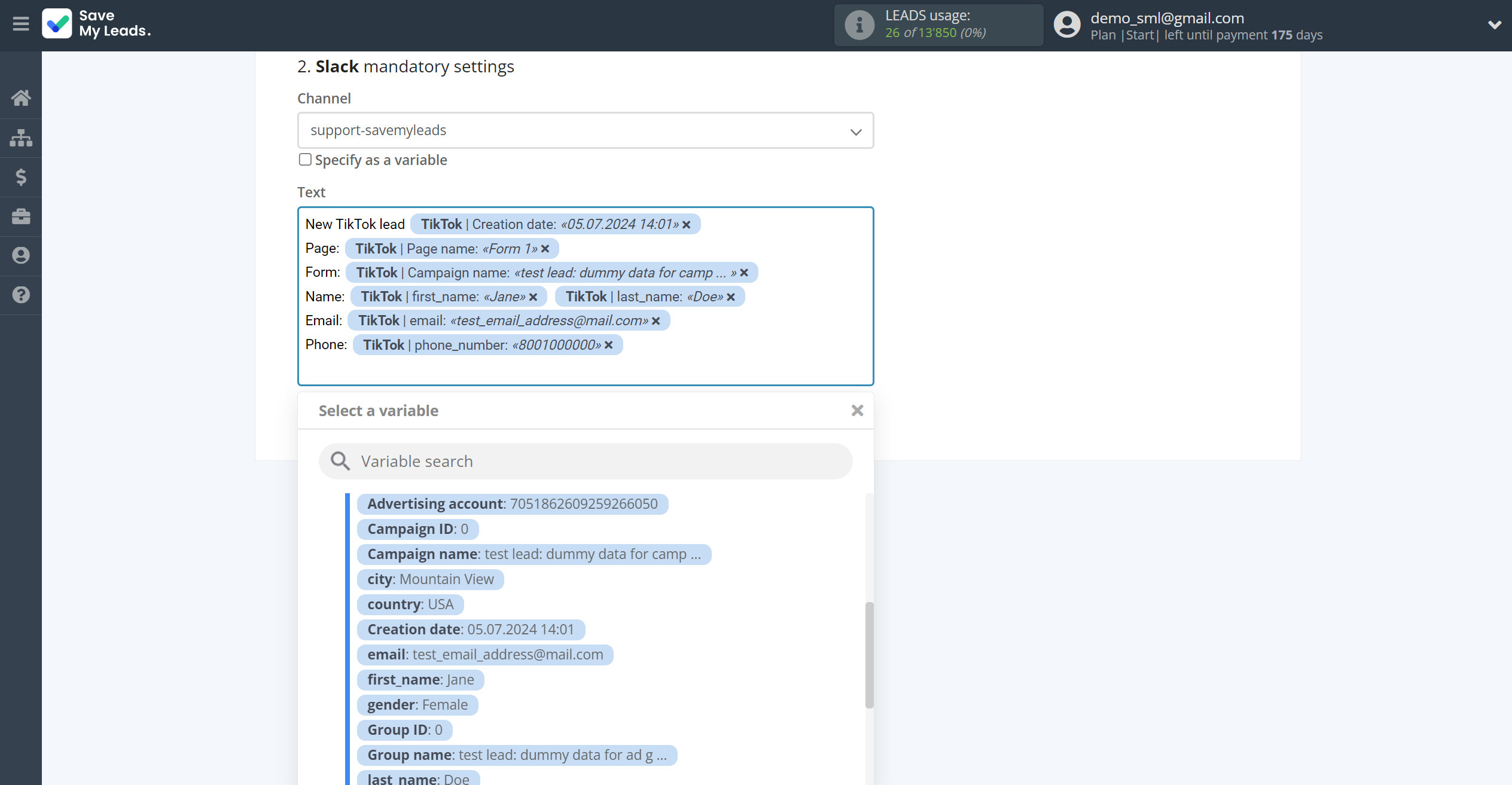 How to Connect TikTok with Slack Channel Notification | Assigning fields How to Connect TikTok with Slack Channel Notification | Assigning fields