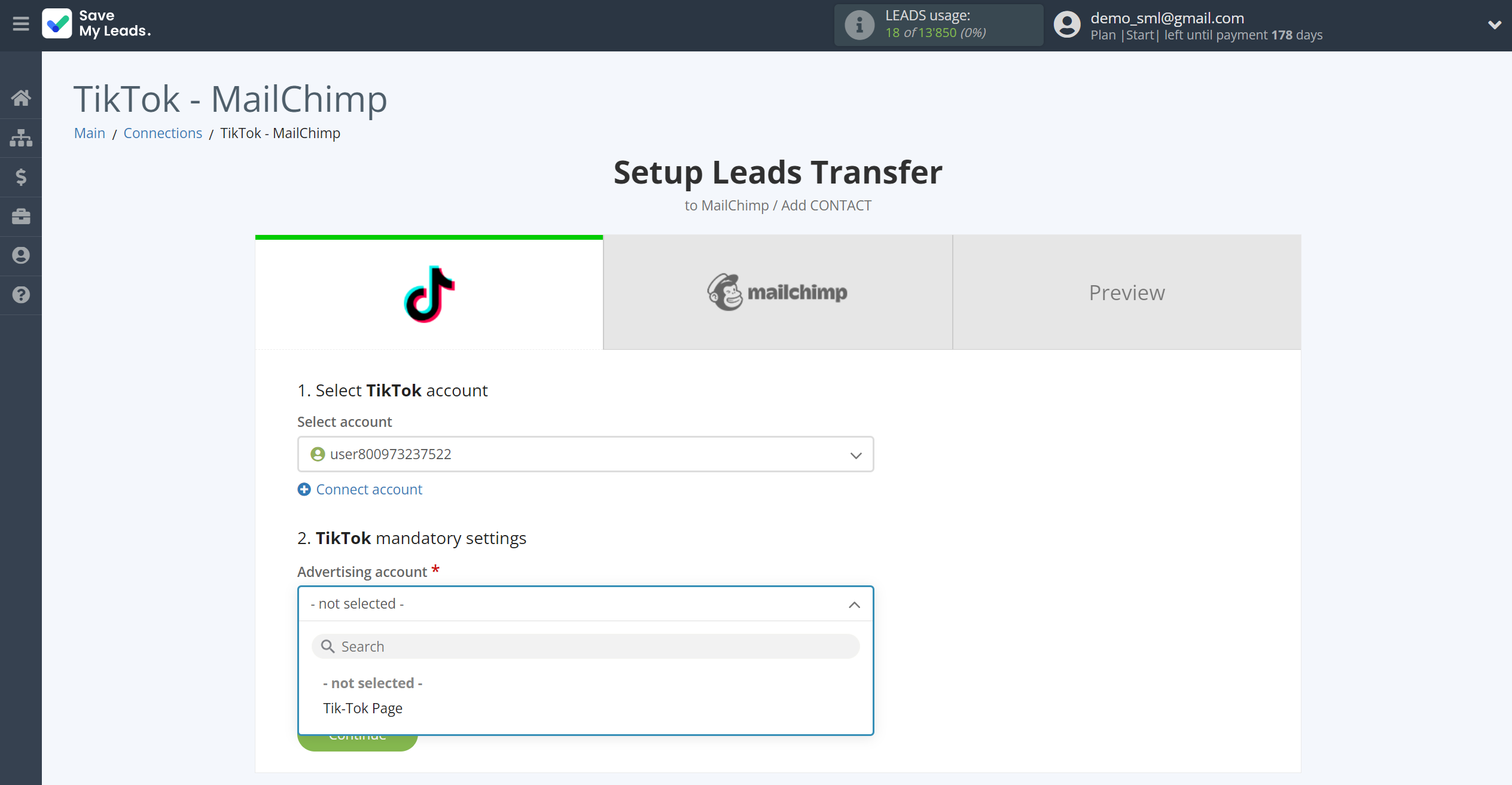How to Connect TikTok with MailChimp | Data Source account connection How to Connect TikTok with MailChimp | Data Source account connection
