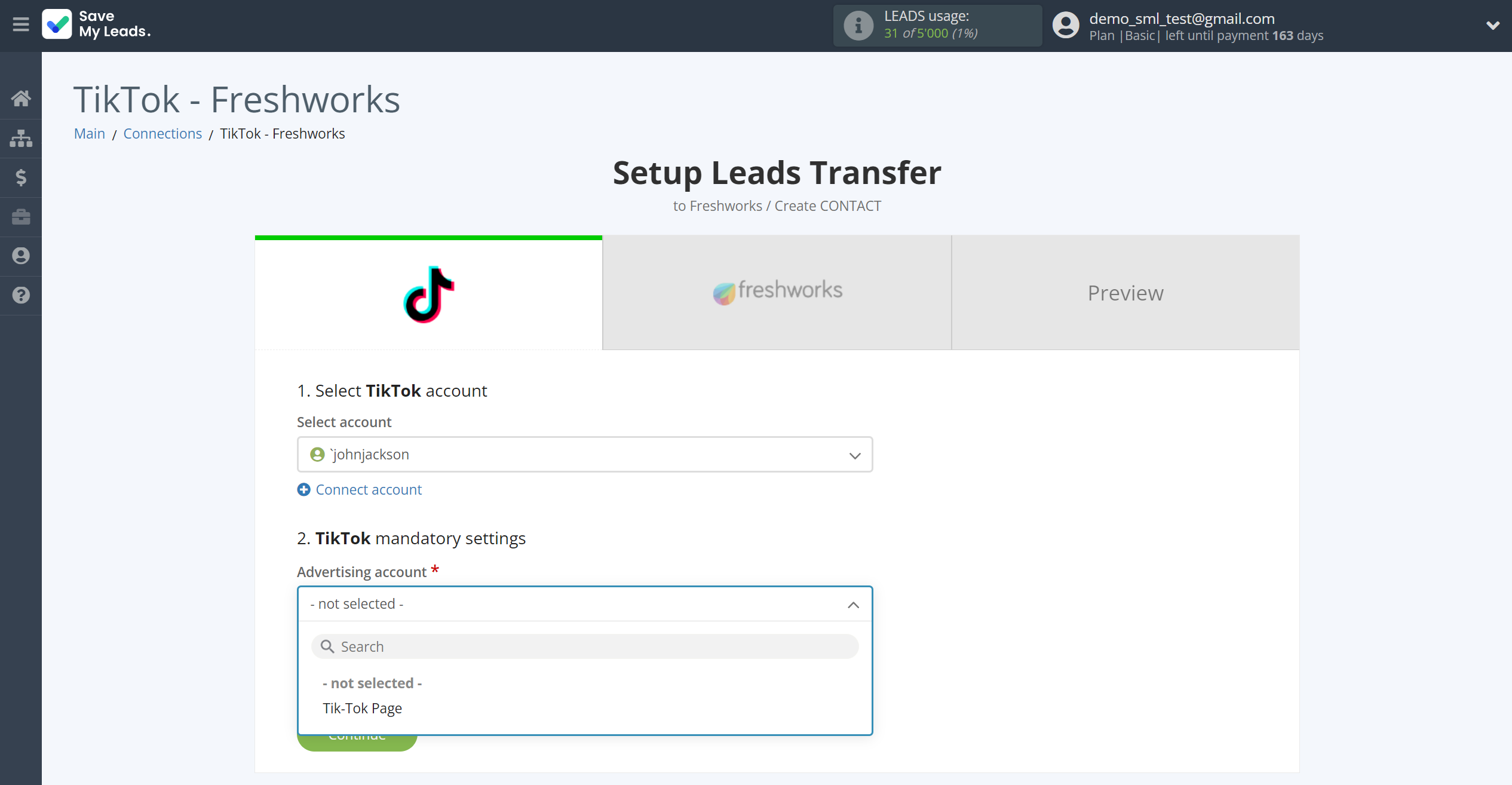 How to Connect TikTok with Freshworks Create Contacts | Data Source account connection How to Connect TikTok with Freshworks Create Contacts | Data Source account connection