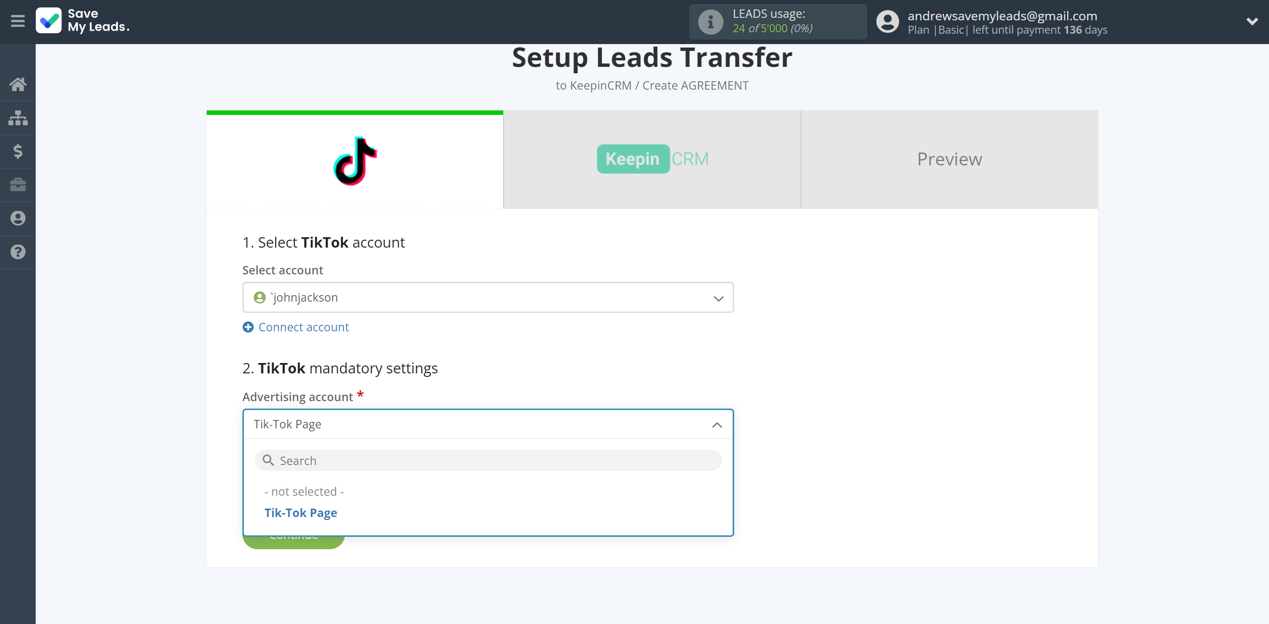 How to Connect TikTok with KeepinCRM Create Agreement | Data Source account connection How to Connect TikTok with KeepinCRM Create Agreement | Data Source account connection