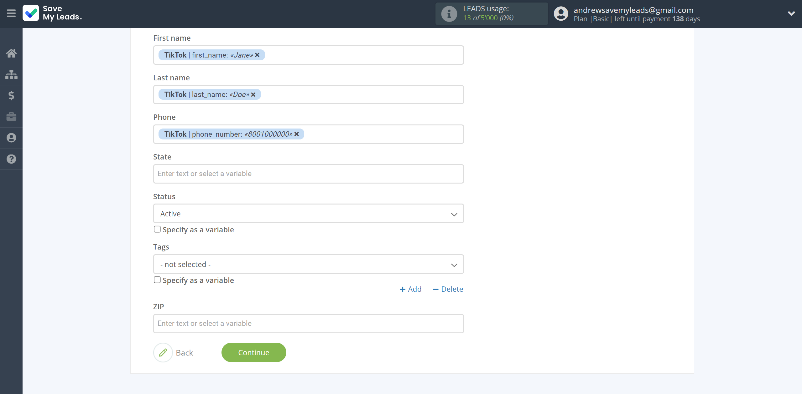 How to Connect TikTok with Drip Add Subscribers to campaign | Assigning fields How to Connect TikTok with Drip Add Subscribers to campaign | Assigning fields