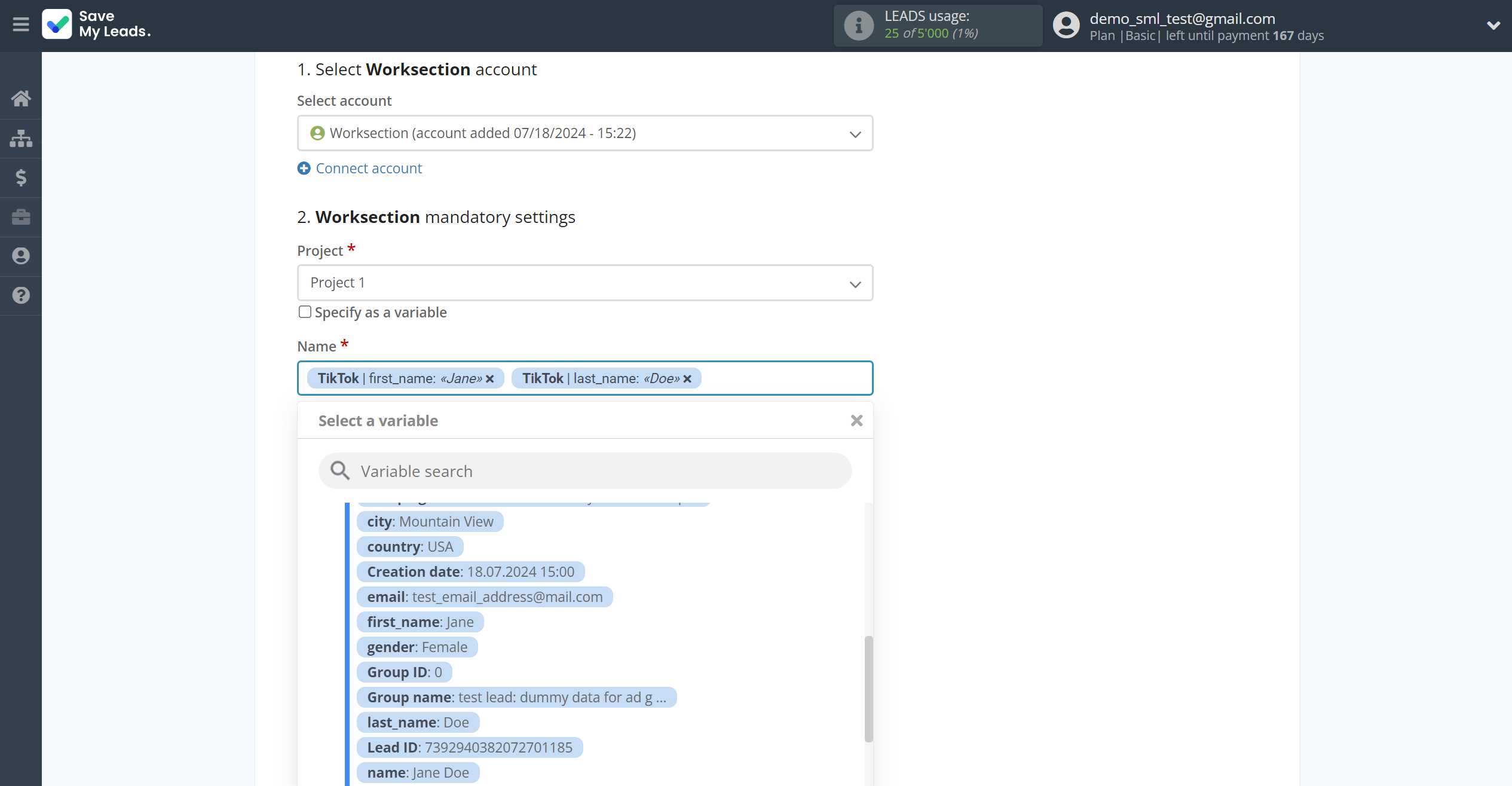 How to Connect TikTok with Worksection | Assigning fields How to Connect TikTok with Worksection | Assigning fields
