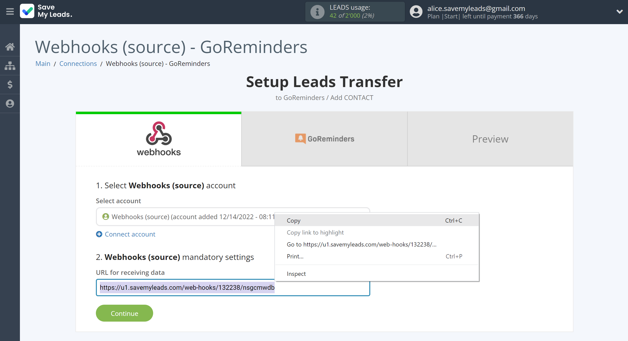How to Connect Webhooks with GoReminders | Data Source account connection How to Connect Webhooks with GoReminders | Data Source account connection