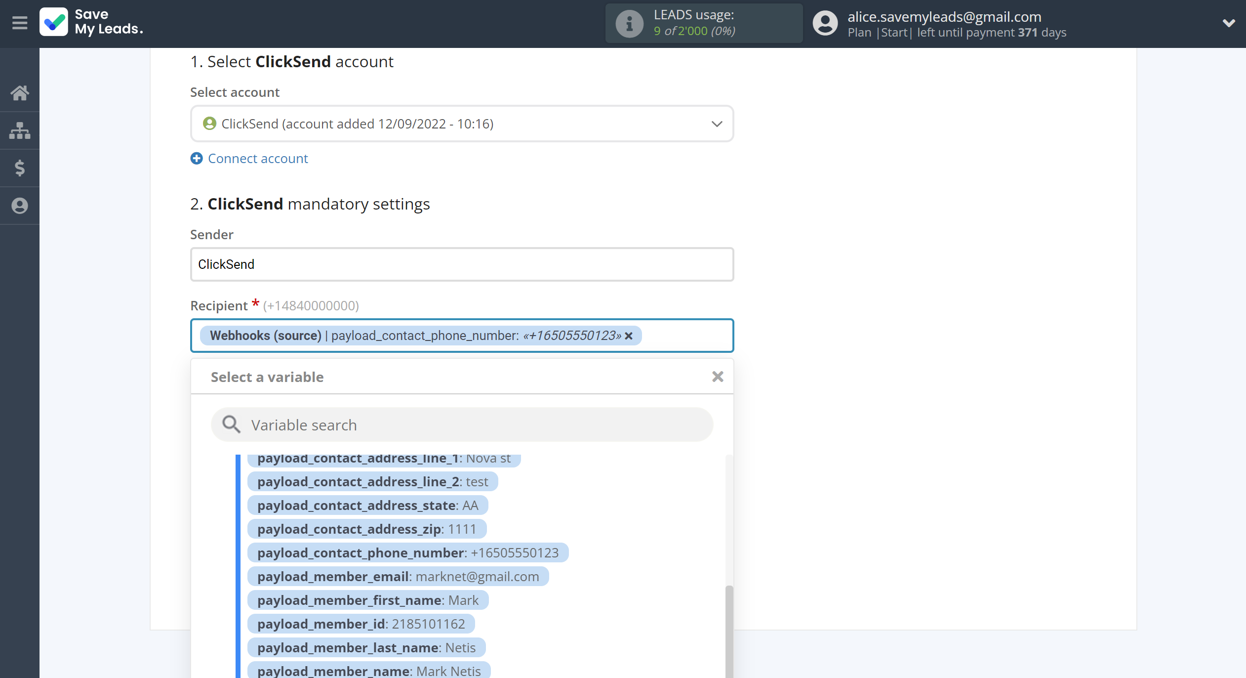 How to Connect Webhooks with ClickSend Send SMS | Assigning fields How to Connect Webhooks with ClickSend Send SMS | Assigning fields
