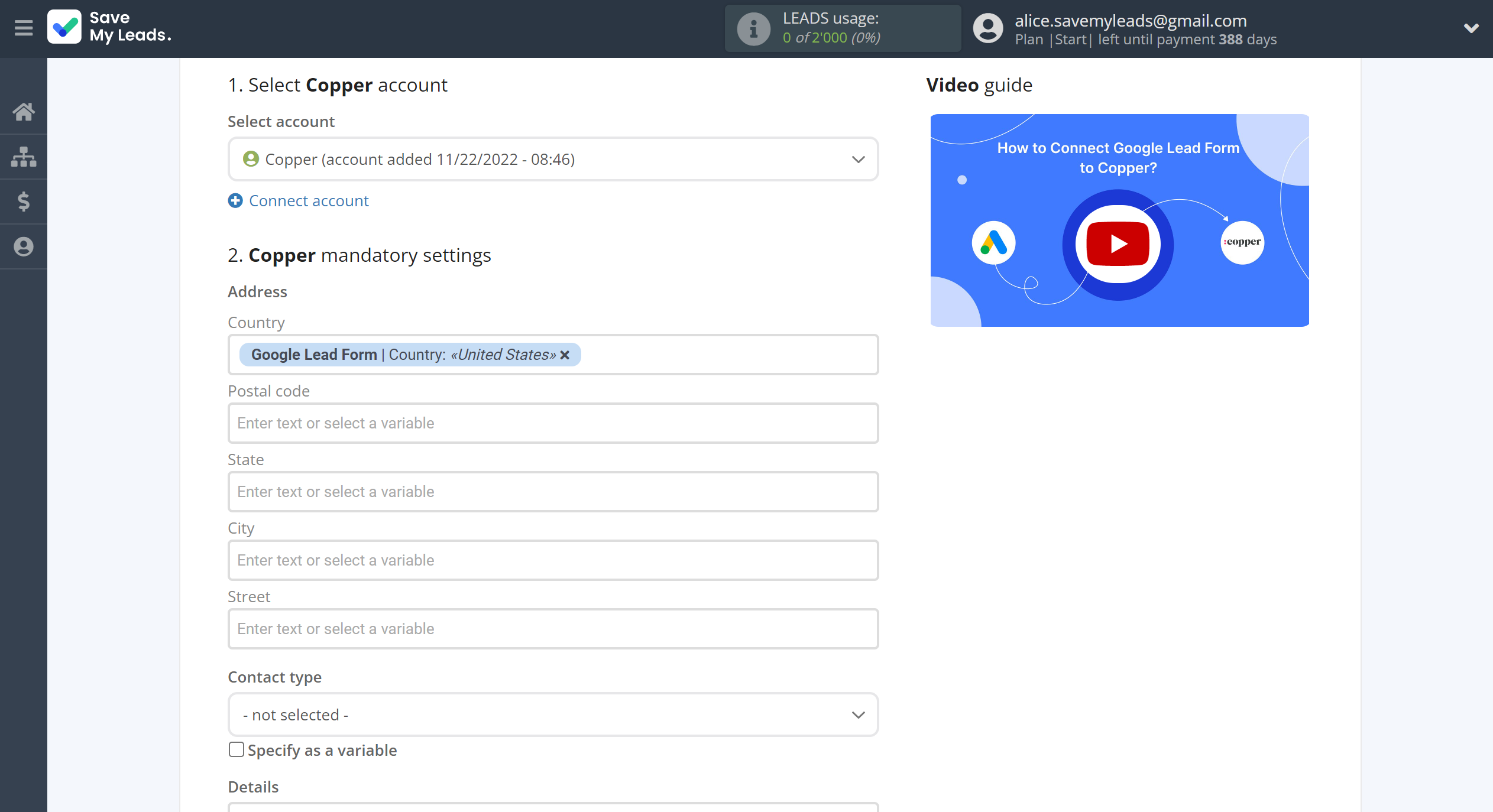 How to Connect Google Lead Form with Copper Create Contacts | Assigning fields How to Connect Google Lead Form with Copper Create Contacts | Assigning fields