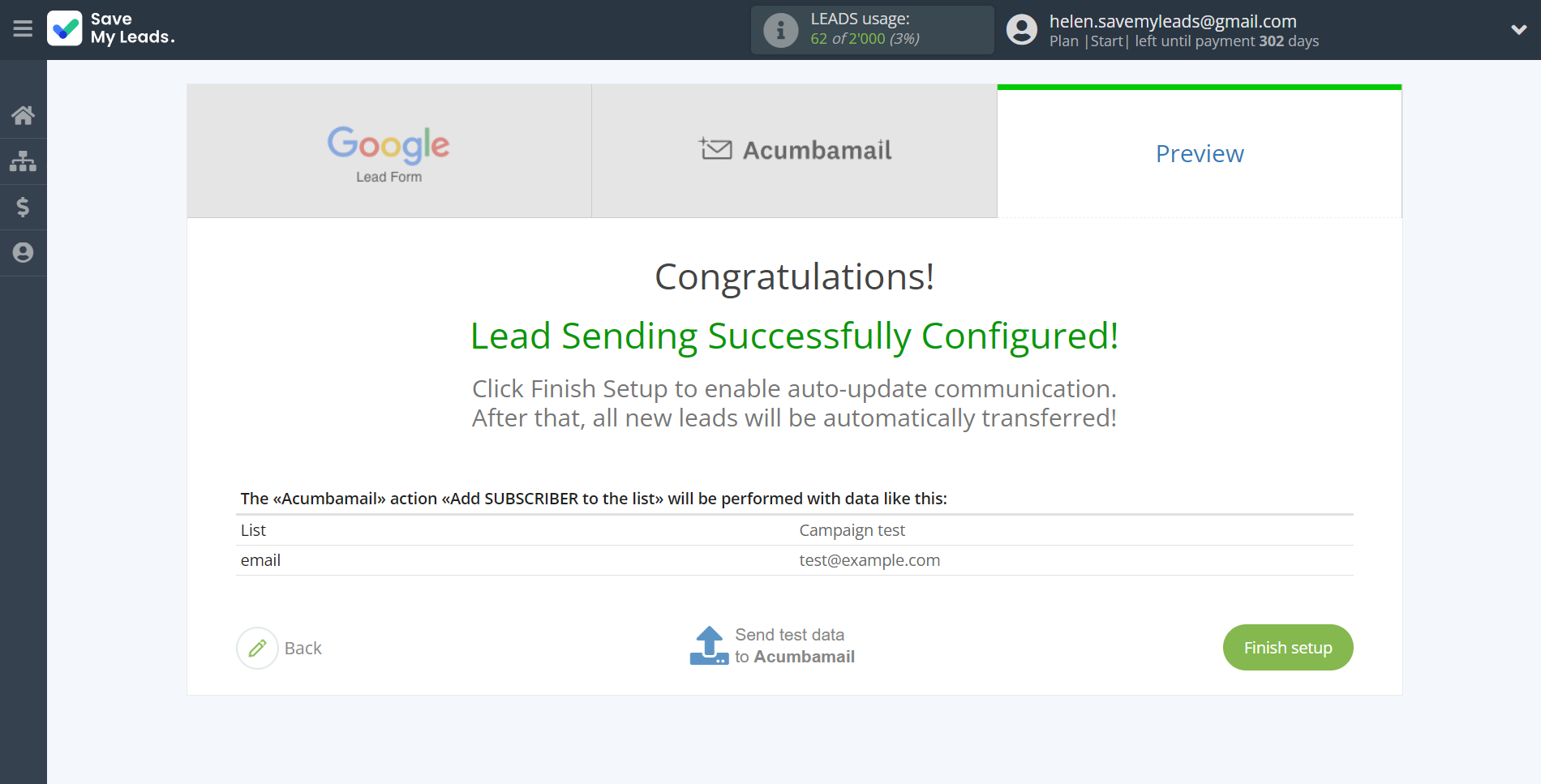How to Connect Google Lead Form with Acumbamail Add Subscribers | Test data How to Connect Google Lead Form with Acumbamail Add Subscribers | Test data