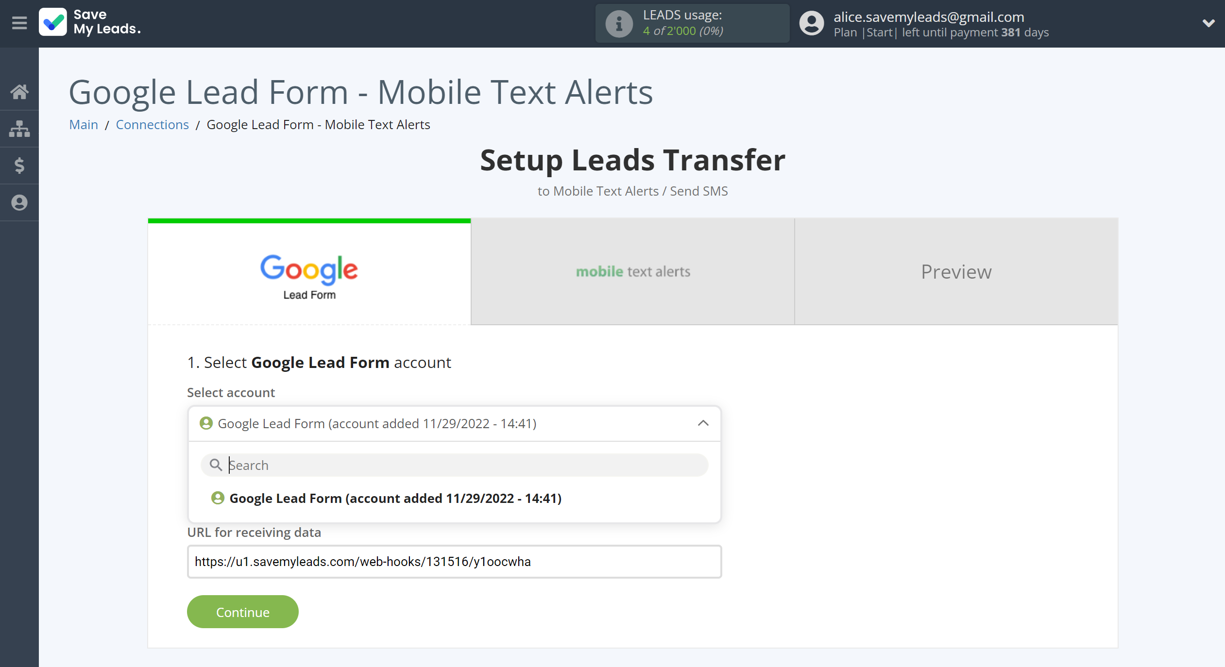 How to Connect Webhooks with Mobile Text Alerts | Data Source account selection How to Connect Webhooks with Mobile Text Alerts | Data Source account selection