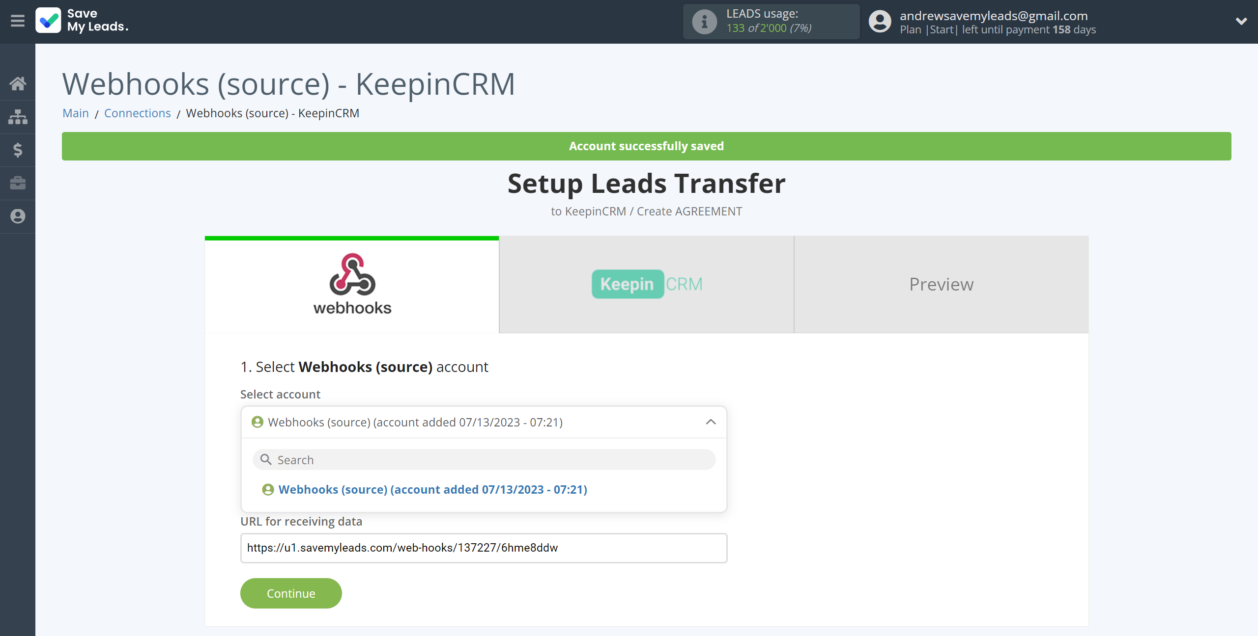How to Connect Webhooks with KeepinCRM Create Agreement | Data Source account selection How to Connect Webhooks with KeepinCRM Create Agreement | Data Source account selection