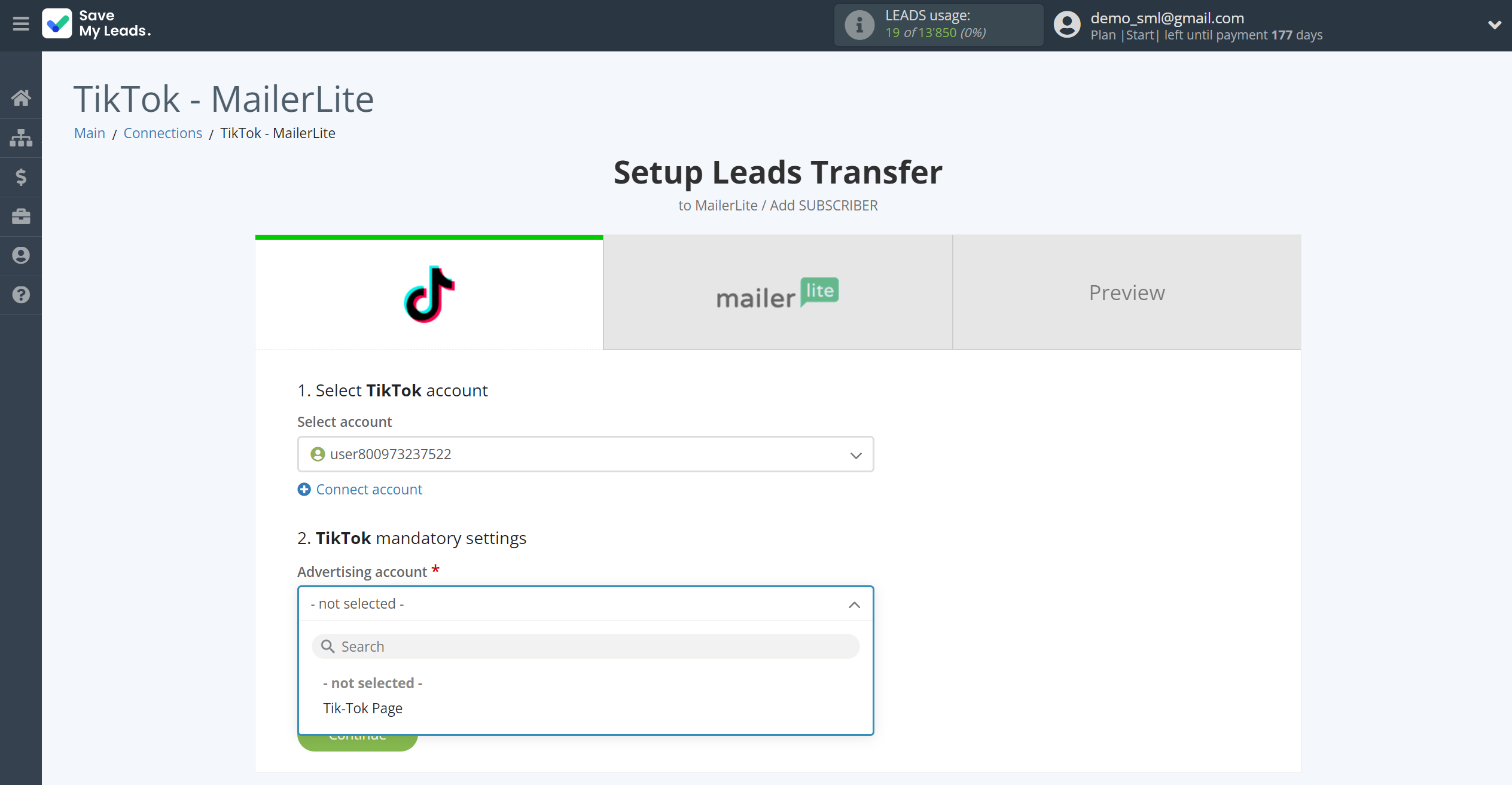 How to Connect TikTok with MailerLite | Data Source account connection How to Connect TikTok with MailerLite | Data Source account connection