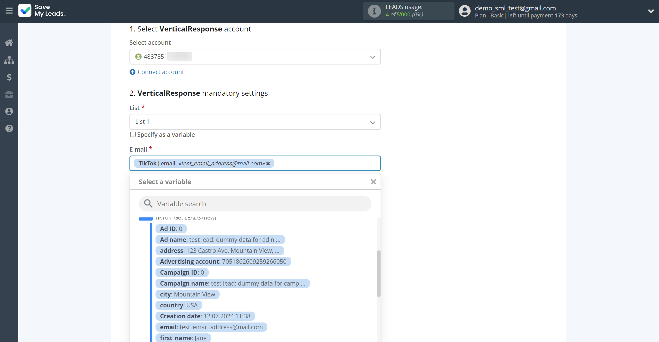How to Connect TikTok with VerticalResponse | Assigning fields How to Connect TikTok with VerticalResponse | Assigning fields