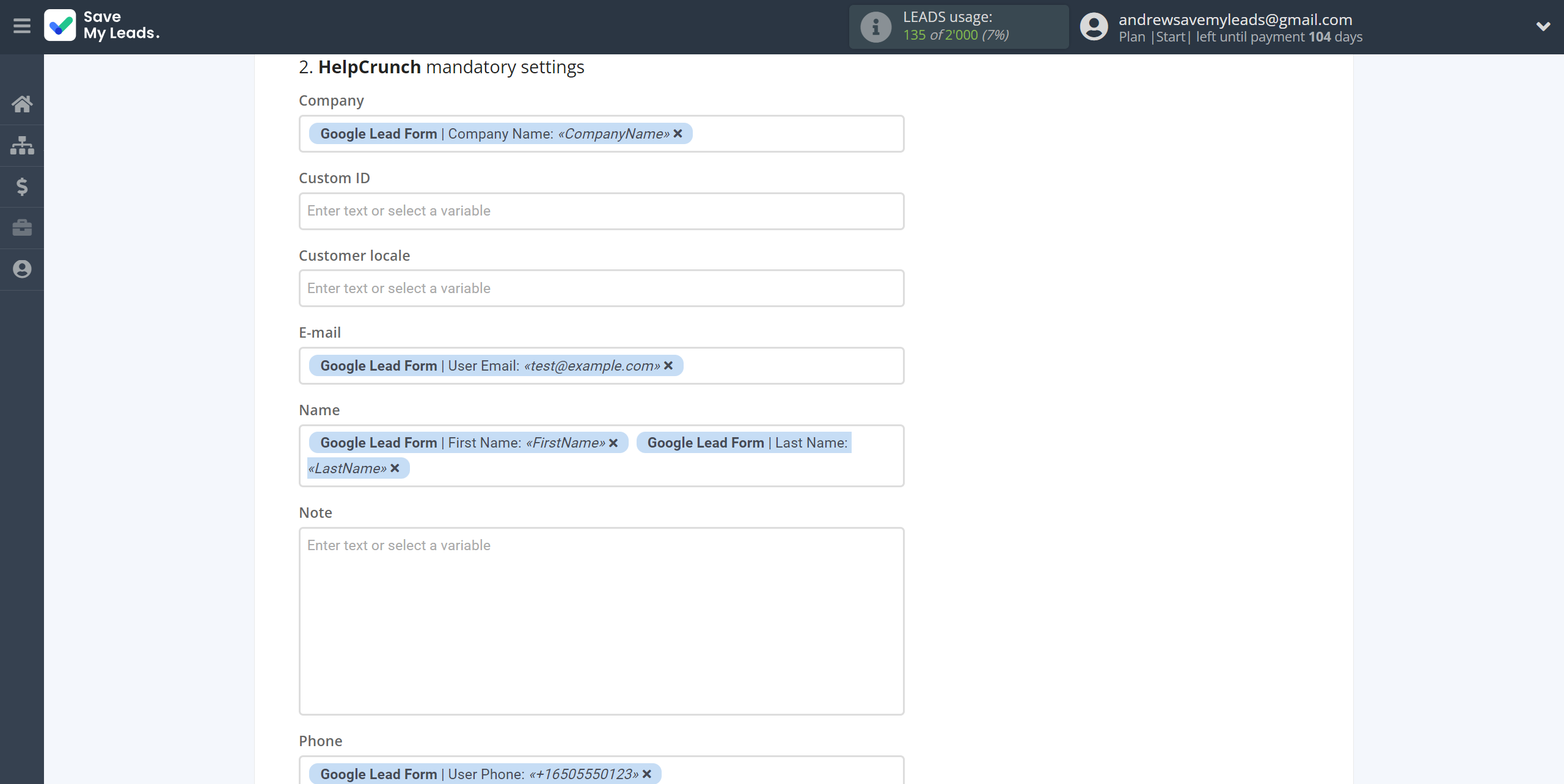 How to Connect Google Lead Form with HelpCrunch Create Contacts | Assigning fields How to Connect Google Lead Form with HelpCrunch Create Contacts | Assigning fields