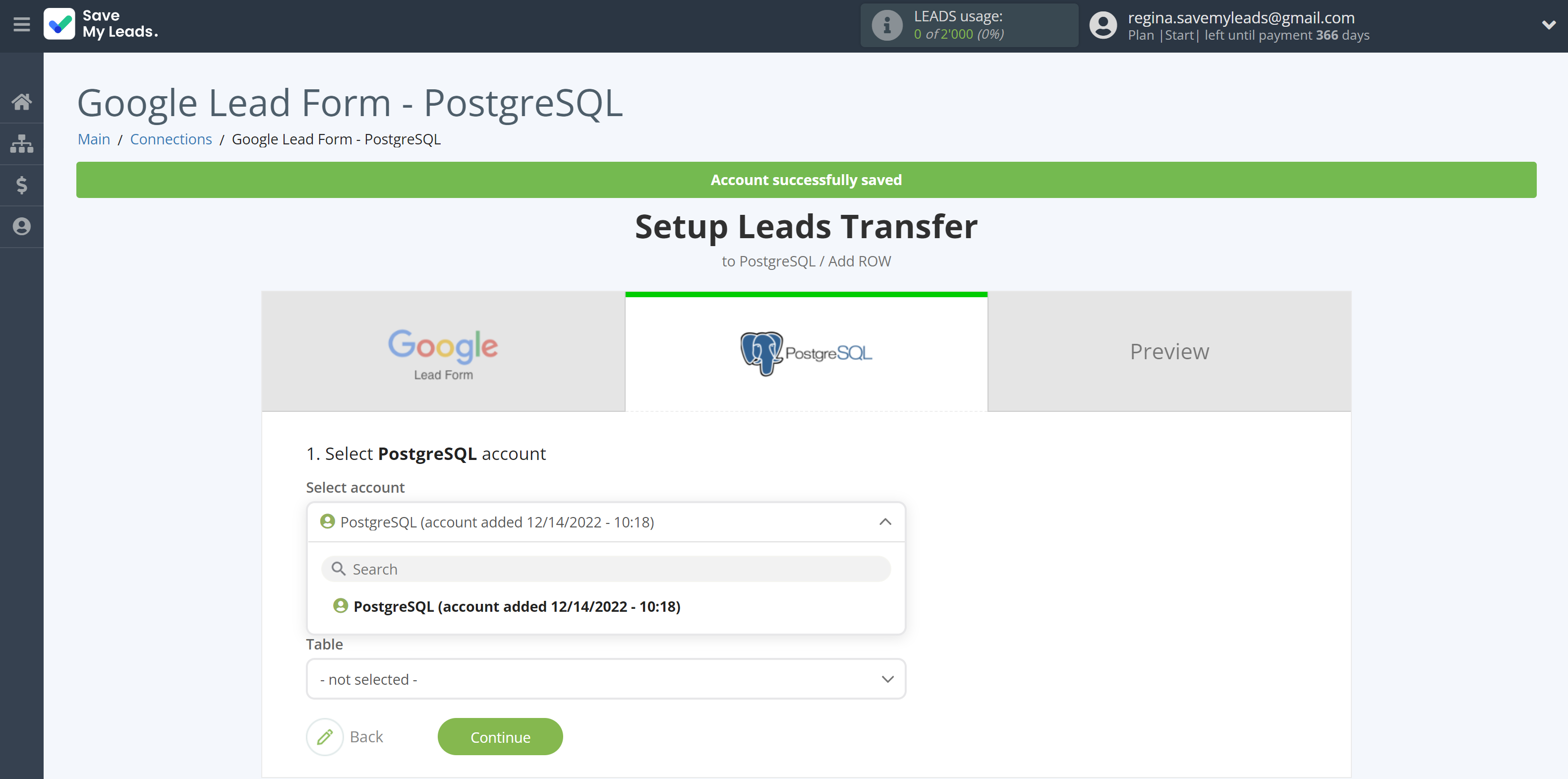 How to Connect Google Lead Form with PostgreSQL | Data Destination account selection How to Connect Google Lead Form with PostgreSQL | Data Destination account selection