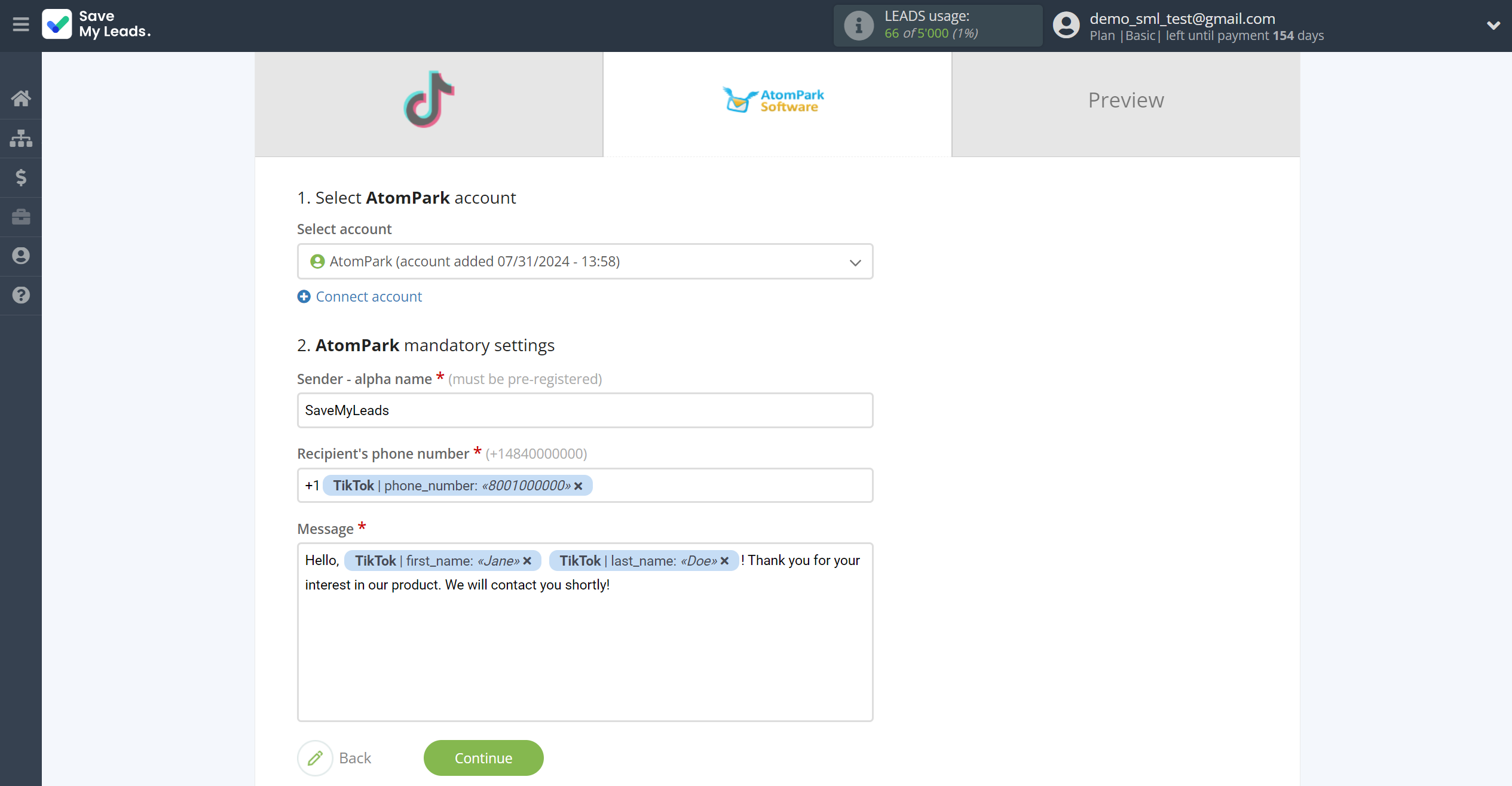 How to Connect TikTok with AtomPark | Assigning fields How to Connect TikTok with AtomPark | Assigning fields