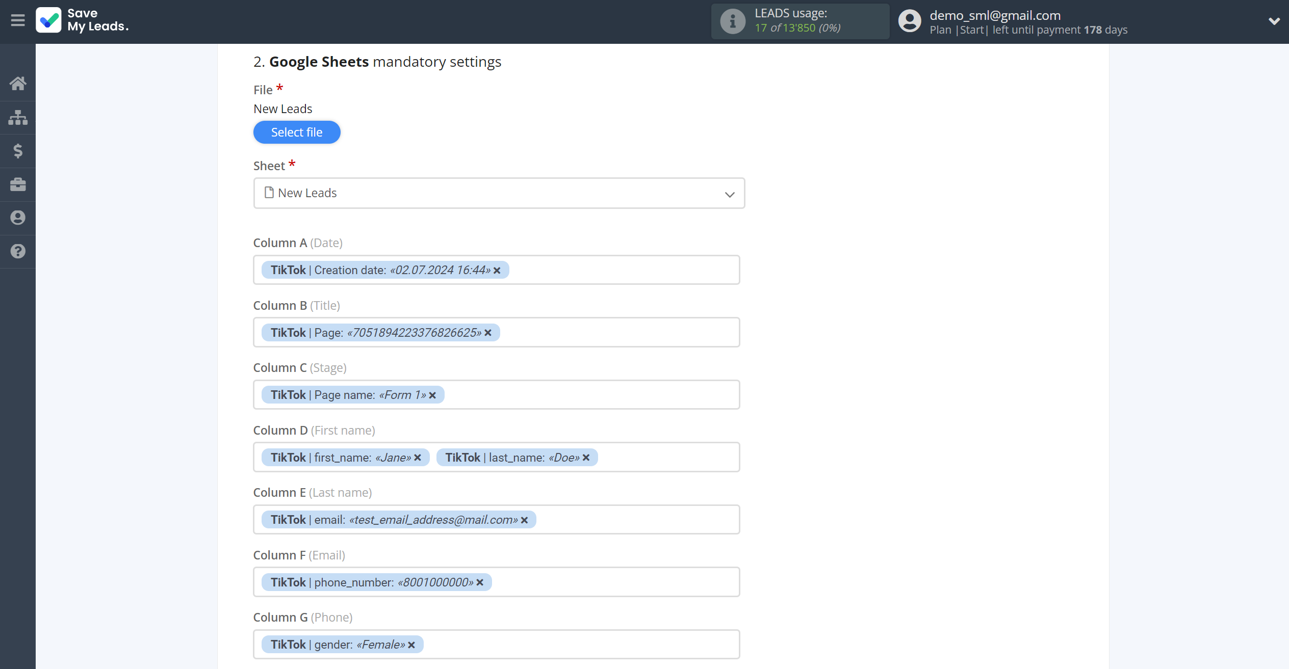How to Connect TikTok with Google Sheets | Assigning fields How to Connect TikTok with Google Sheets | Assigning fields