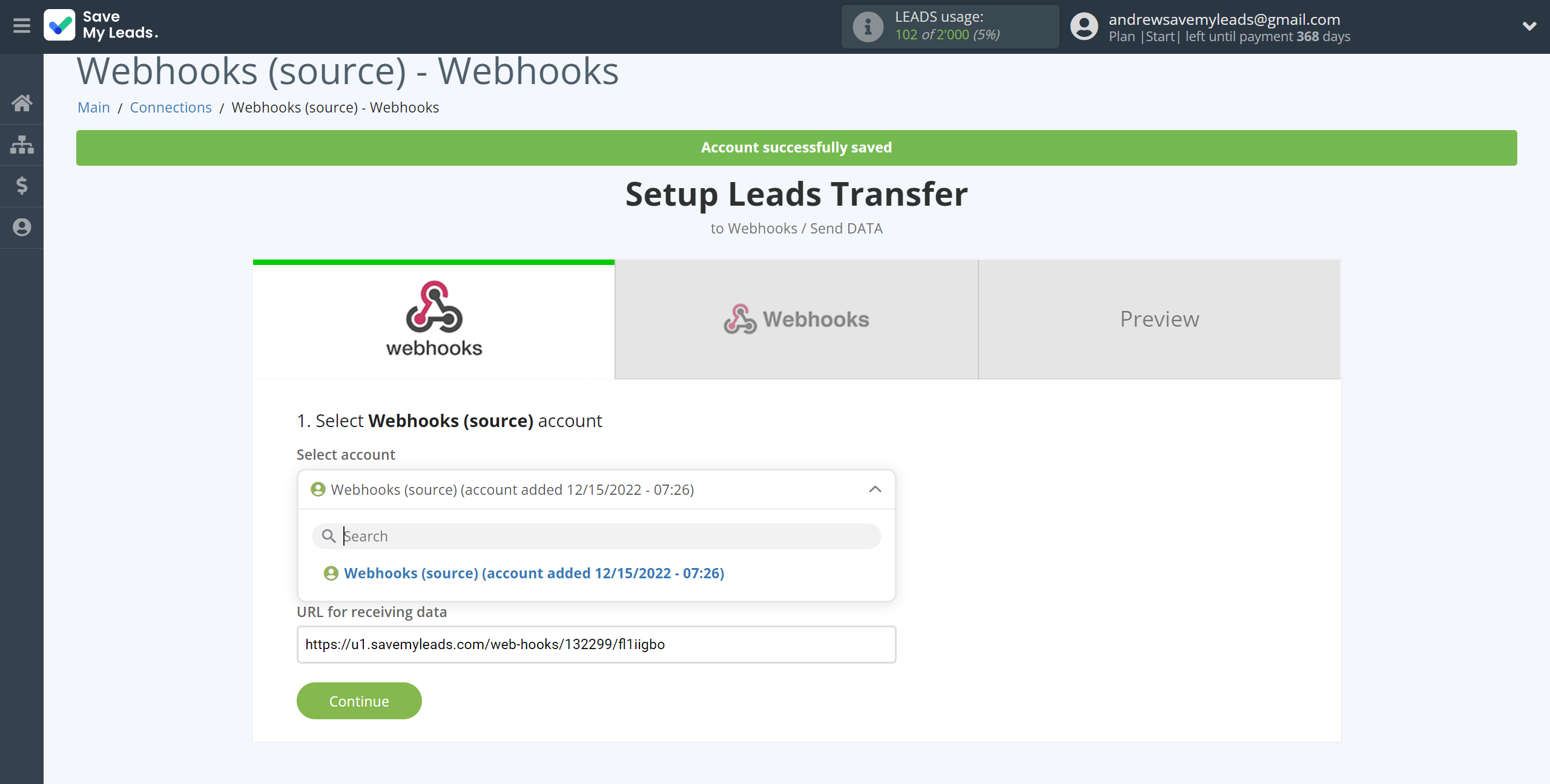 How to Connect Webhooks with Webhooks | Data Source account selection How to Connect Webhooks with Webhooks | Data Source account selection