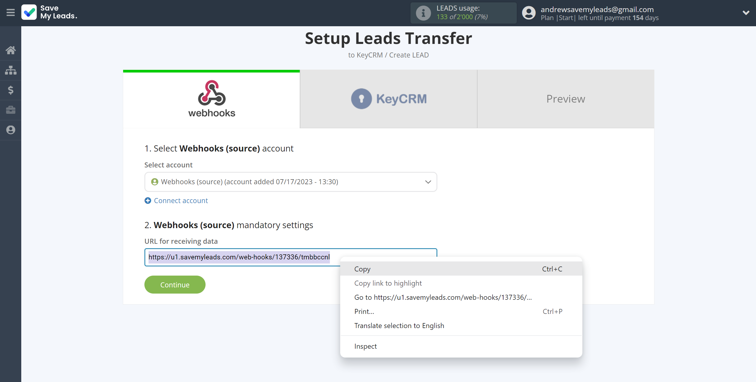How to Connect Webhooks with KeyCRM Create Lead | Data Source account connection How to Connect Webhooks with KeyCRM Create Lead | Data Source account connection
