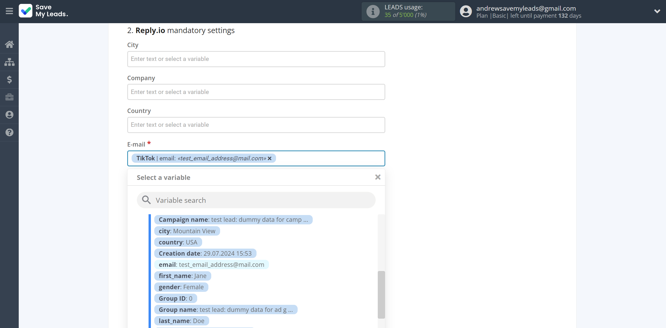 How to Connect TikTok with Reply.io | Assigning fields How to Connect TikTok with Reply.io | Assigning fields