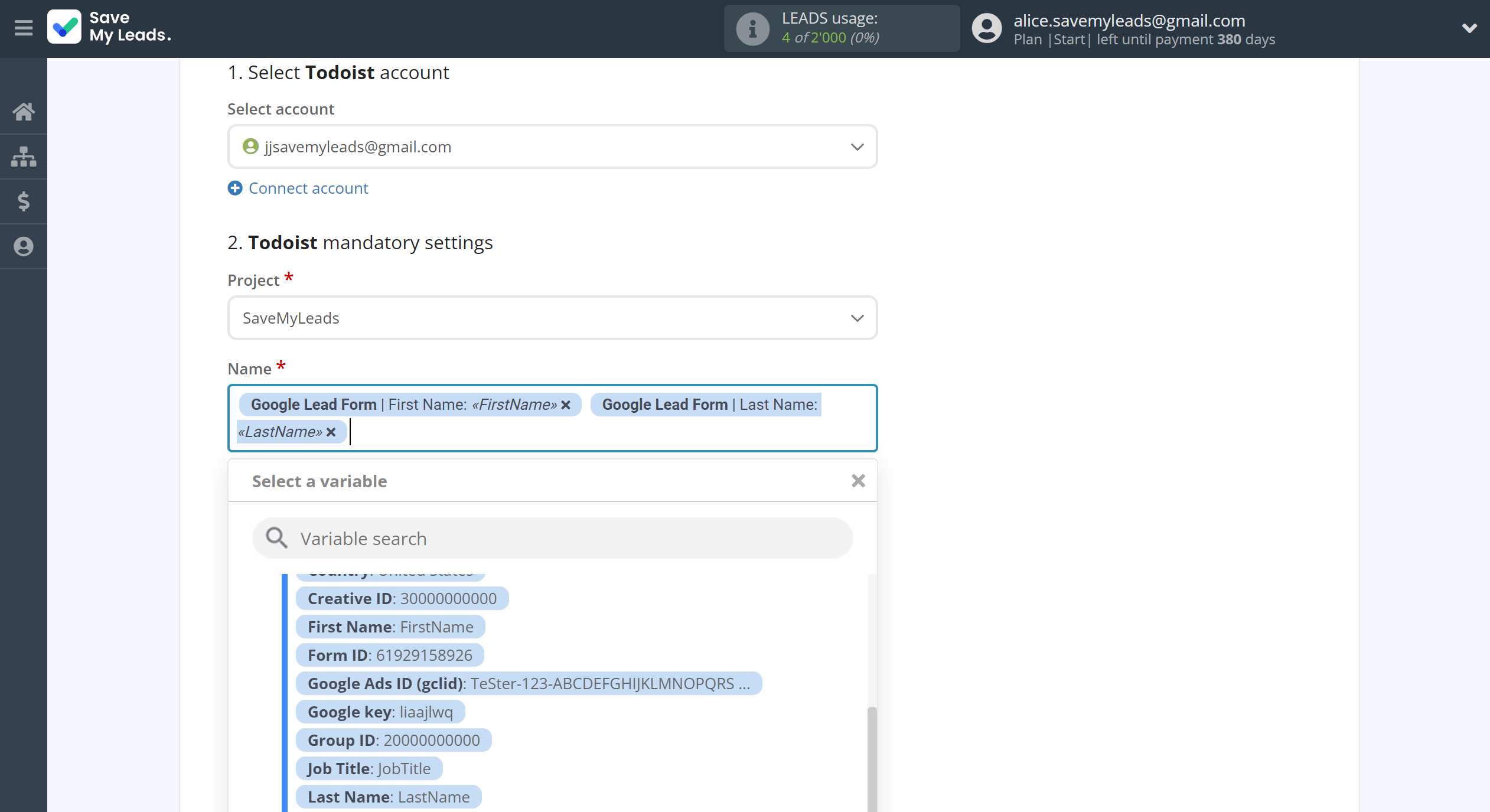 How to Connect Google Lead Form with Todoist | Assigning fields How to Connect Google Lead Form with Todoist | Assigning fields