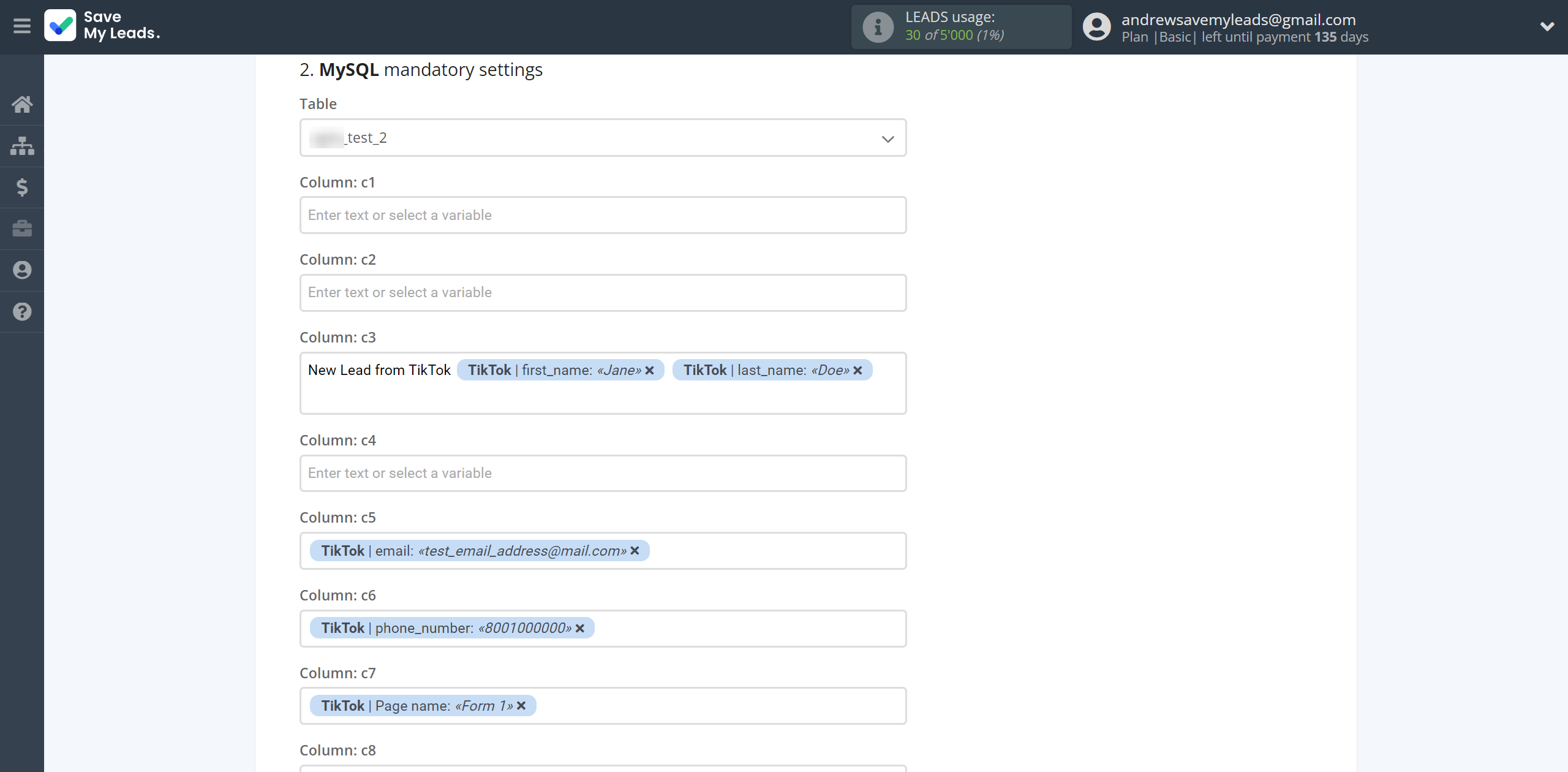 How to Connect TikTok with MySQL | Assigning fields How to Connect TikTok with MySQL | Assigning fields