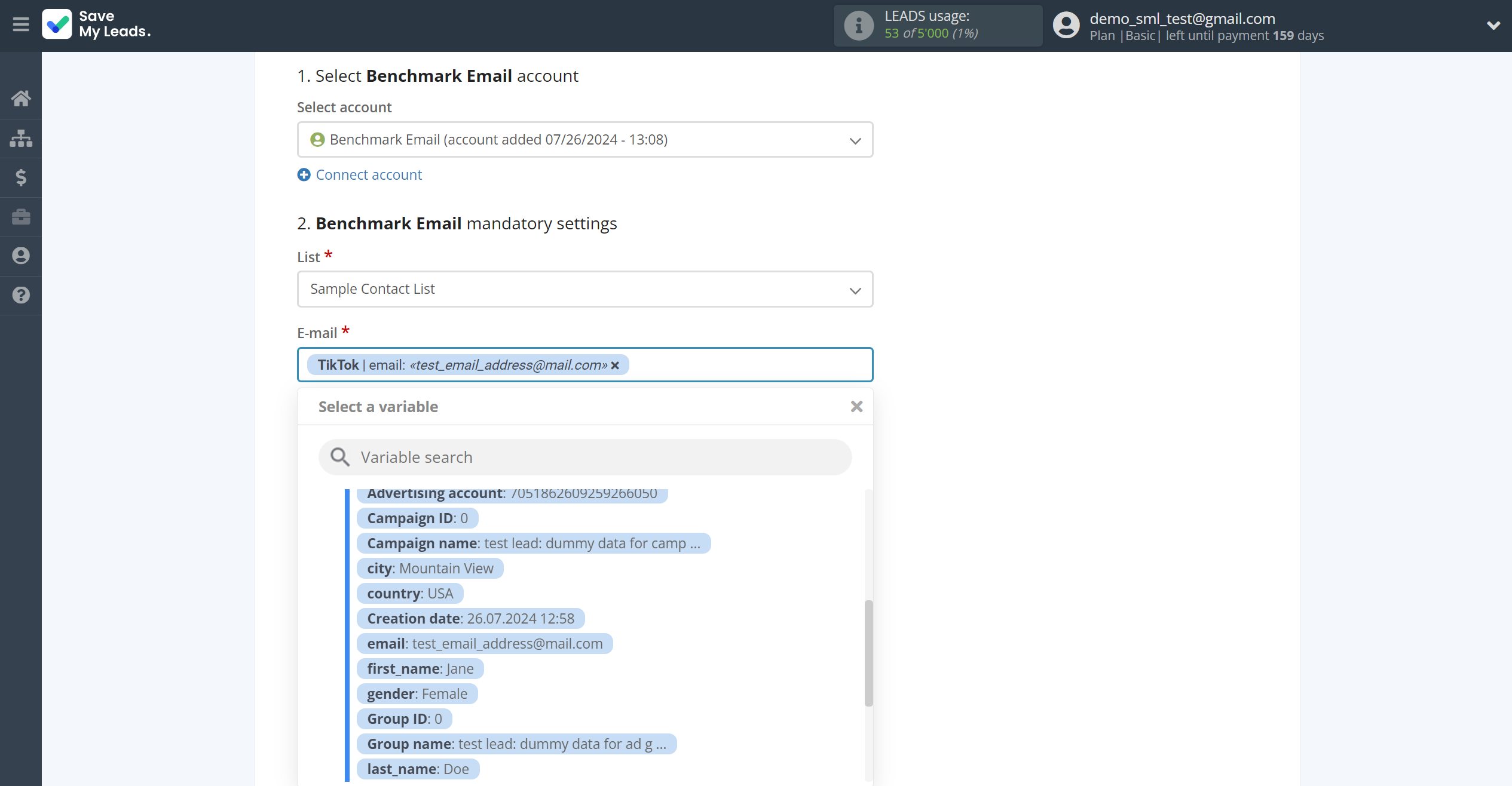 How to Connect TikTok with Benchmark Email | Assigning fields How to Connect TikTok with Benchmark Email | Assigning fields