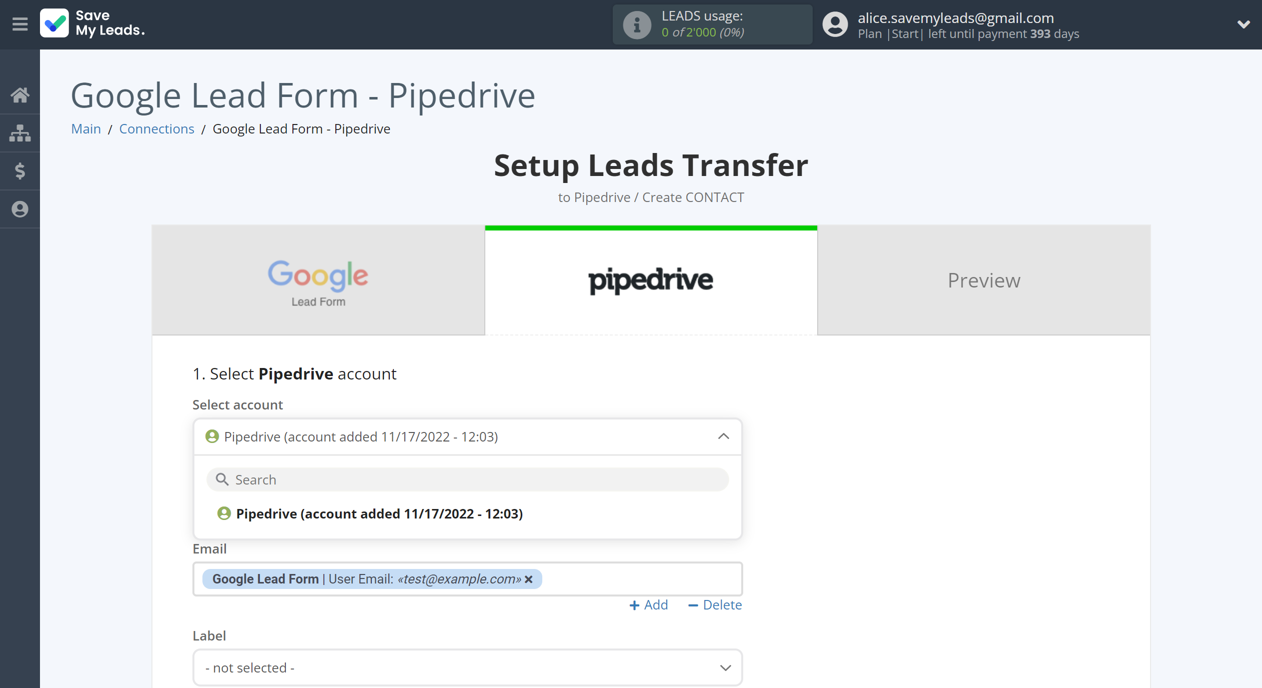 How to Connect Google Lead Form with Pipedrive Create Contacts | Data Destination account selection How to Connect Google Lead Form with Pipedrive Create Contacts | Data Destination account selection