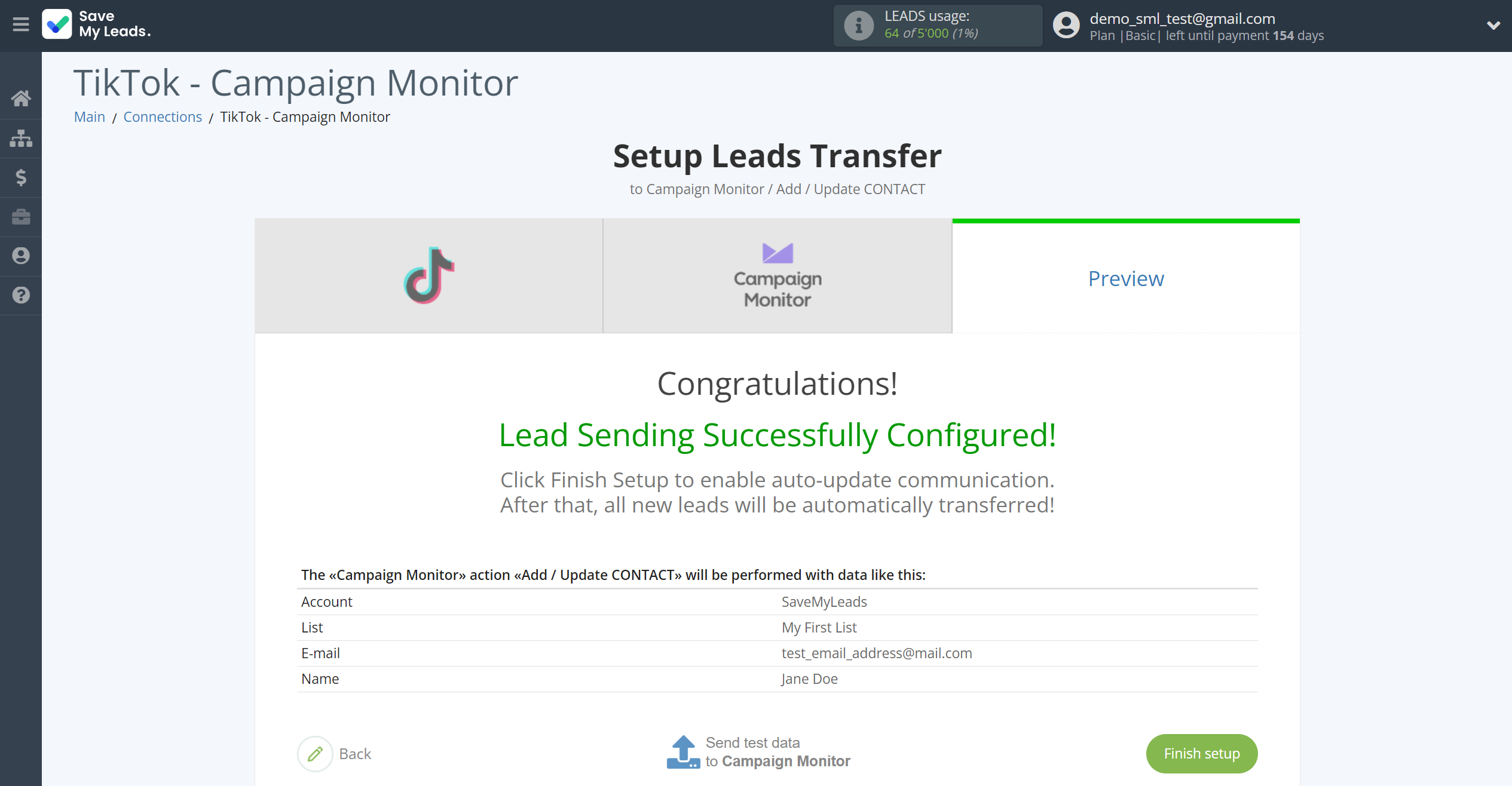 How to Connect TikTok with Campaign Monitor | Test data How to Connect TikTok with Campaign Monitor | Test data