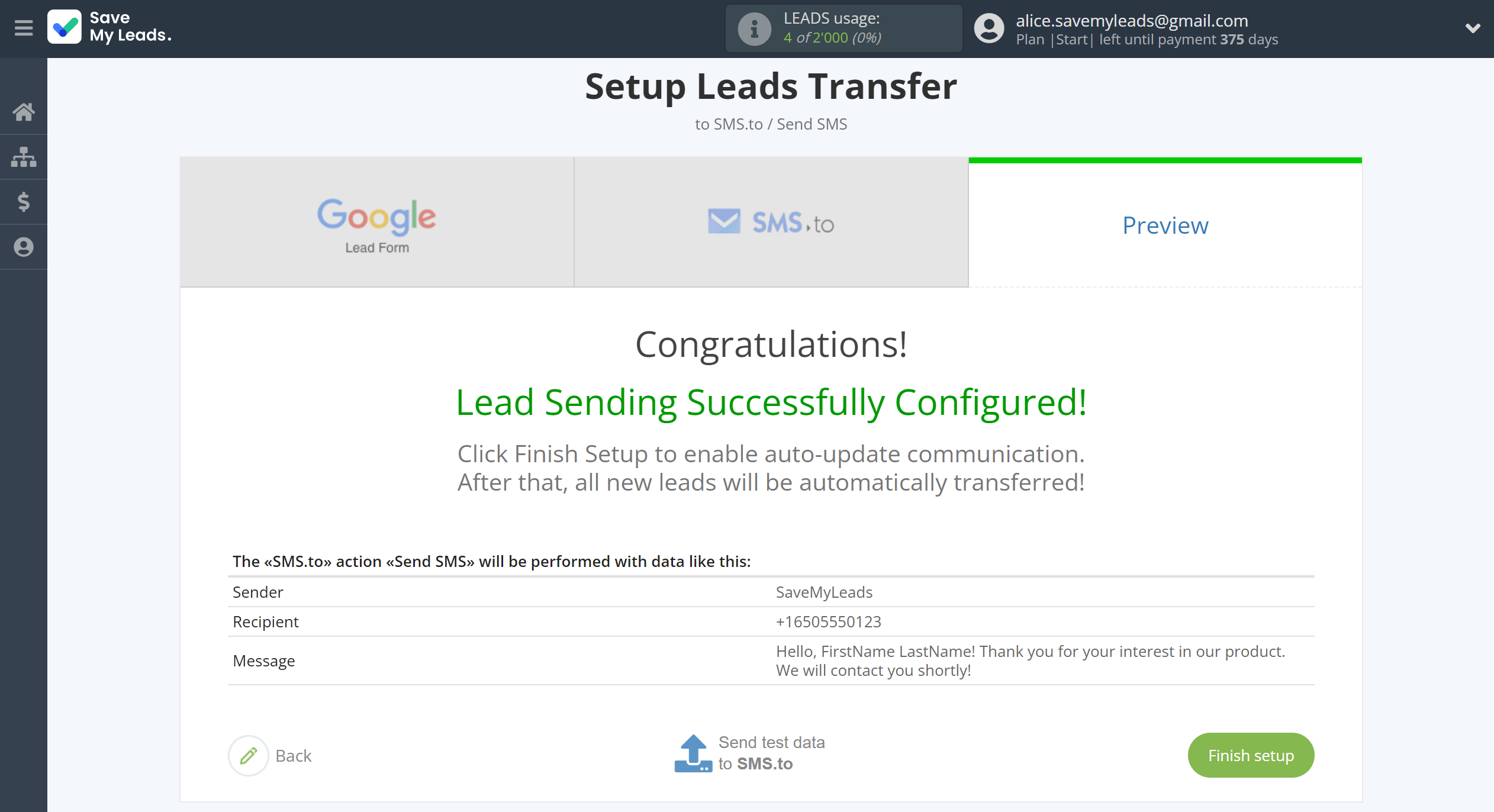 How to Connect Google Lead Form with SMS.to | Test data How to Connect Google Lead Form with SMS.to | Test data