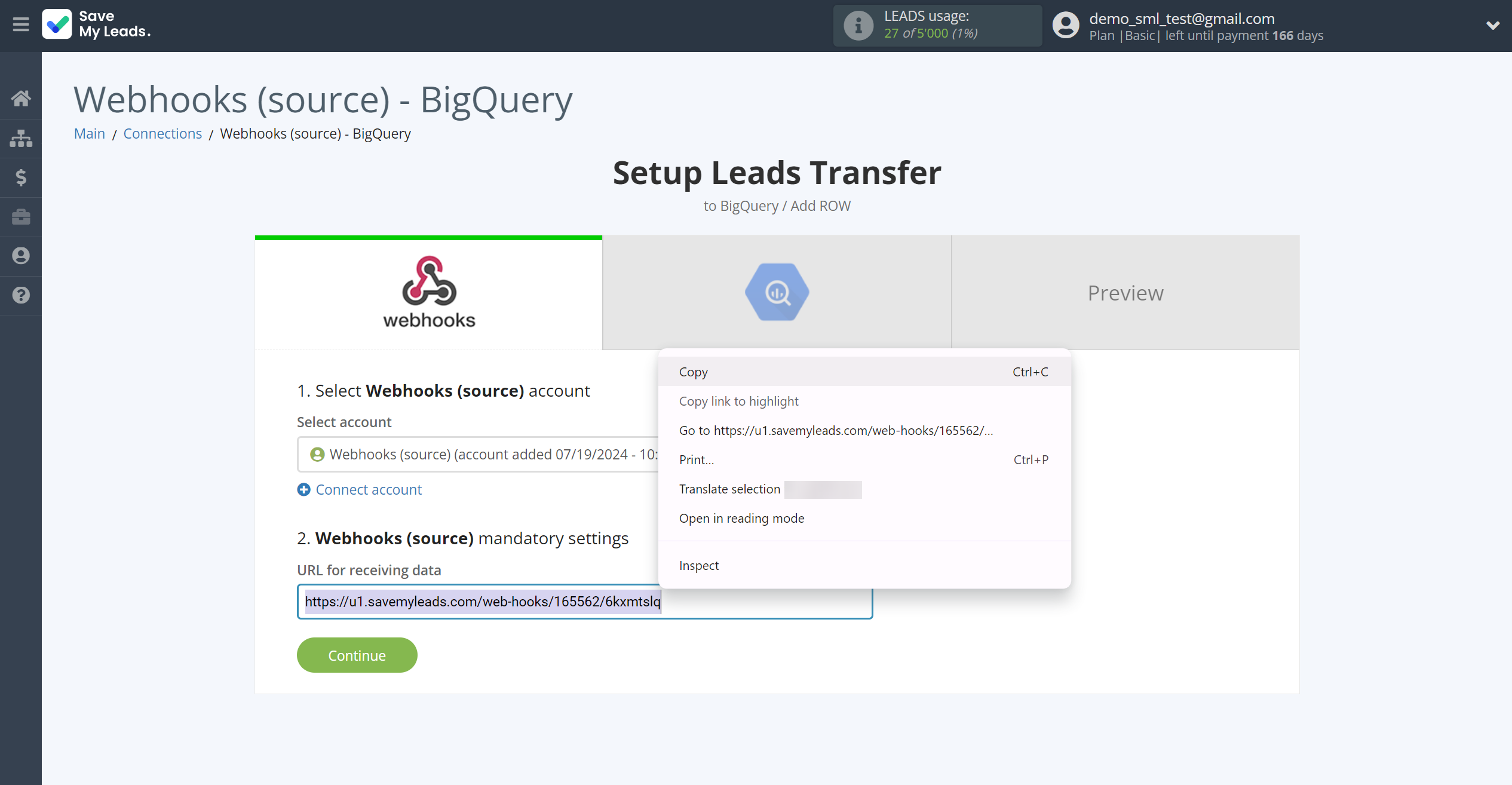 How to Connect Webhooks with BigQuery | Data Source account connection How to Connect Webhooks with BigQuery | Data Source account connection