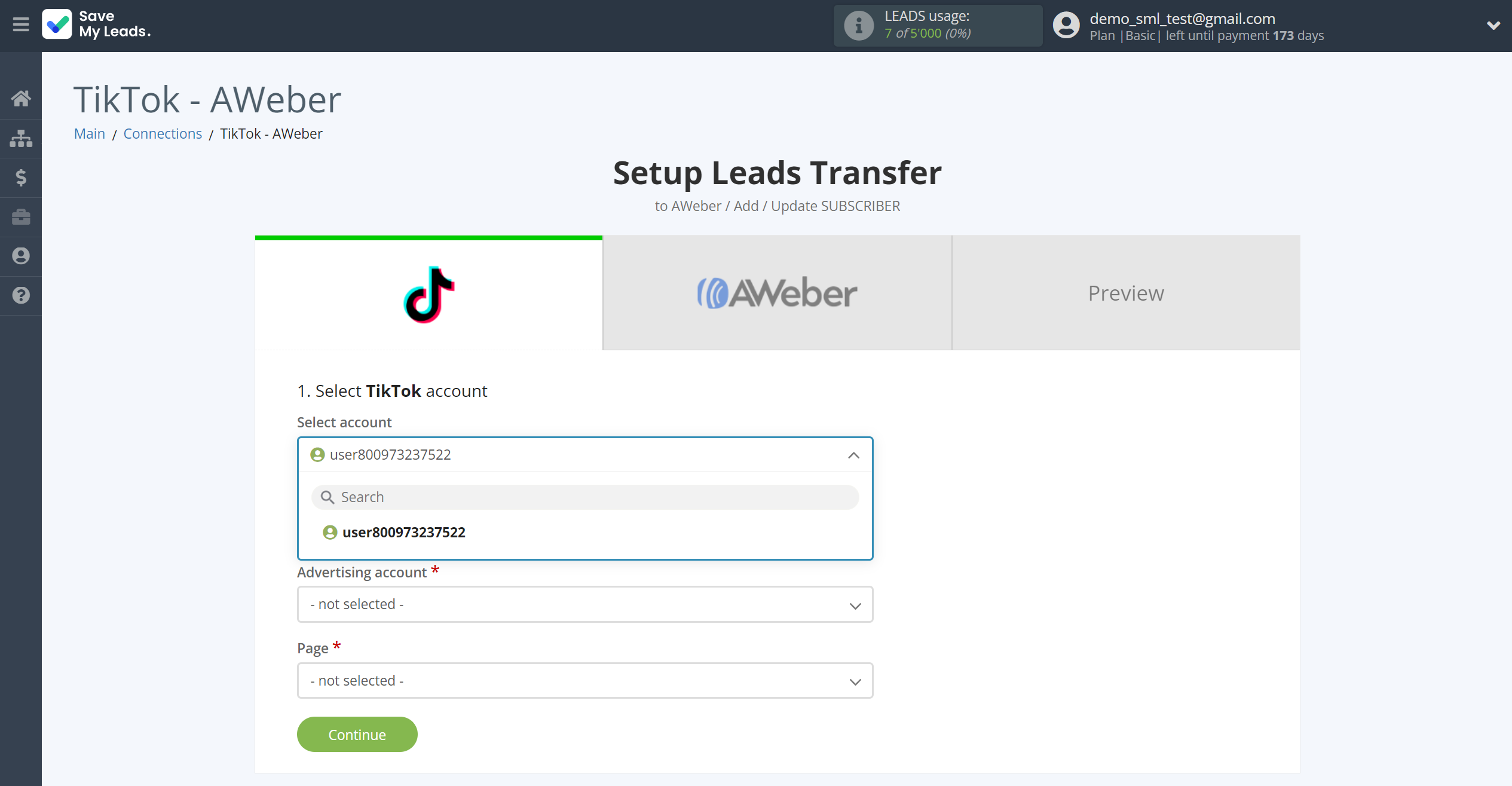 How to Connect TikTok with AWeber | Data Source account selection How to Connect TikTok with AWeber | Data Source account selection