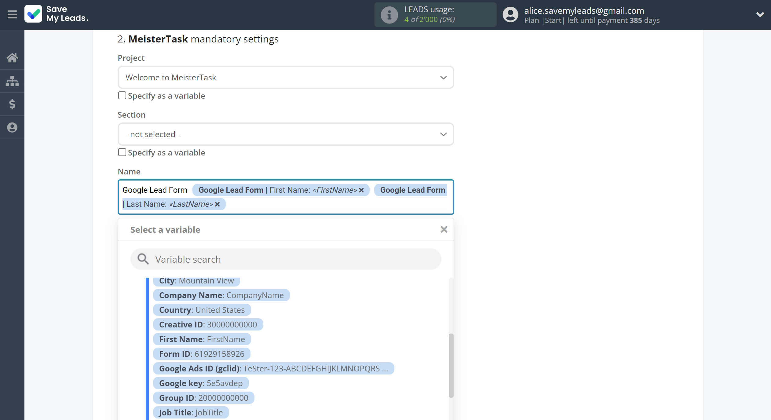 How to Connect Google Lead Form with MeisterTask | Assigning fields How to Connect Google Lead Form with MeisterTask | Assigning fields