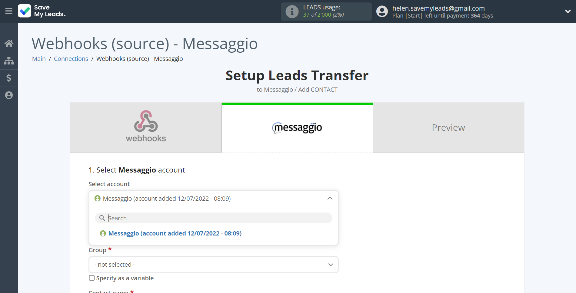 How to Connect Webhooks with Messaggio | Data Destination account selection How to Connect Webhooks with Messaggio | Data Destination account selection