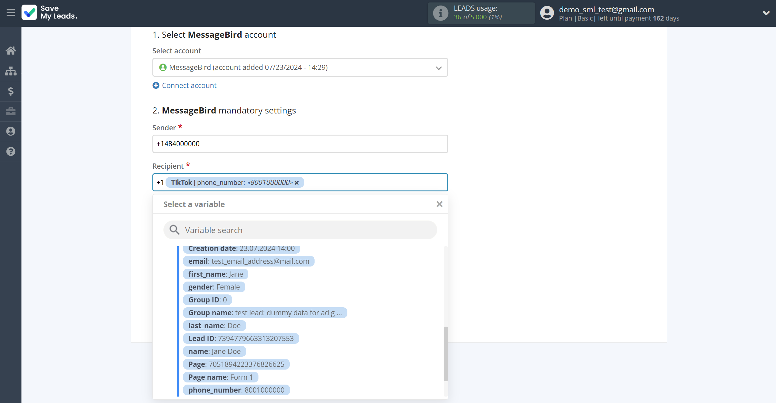 How to Connect TikTok with MessageBird | Assigning fields How to Connect TikTok with MessageBird | Assigning fields