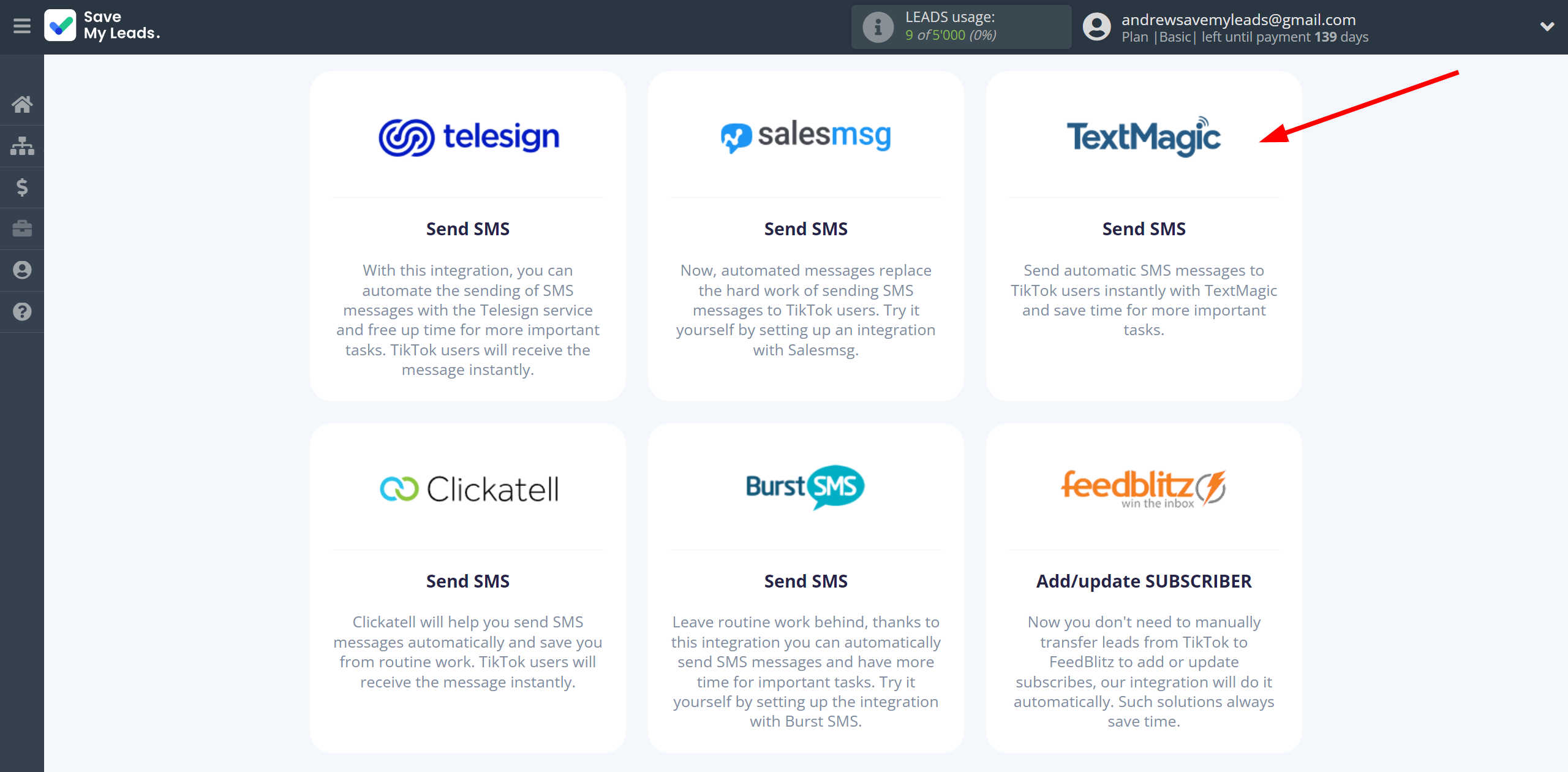 How to Connect TikTok with TextMagic | Data Destination system selection How to Connect TikTok with TextMagic | Data Destination system selection