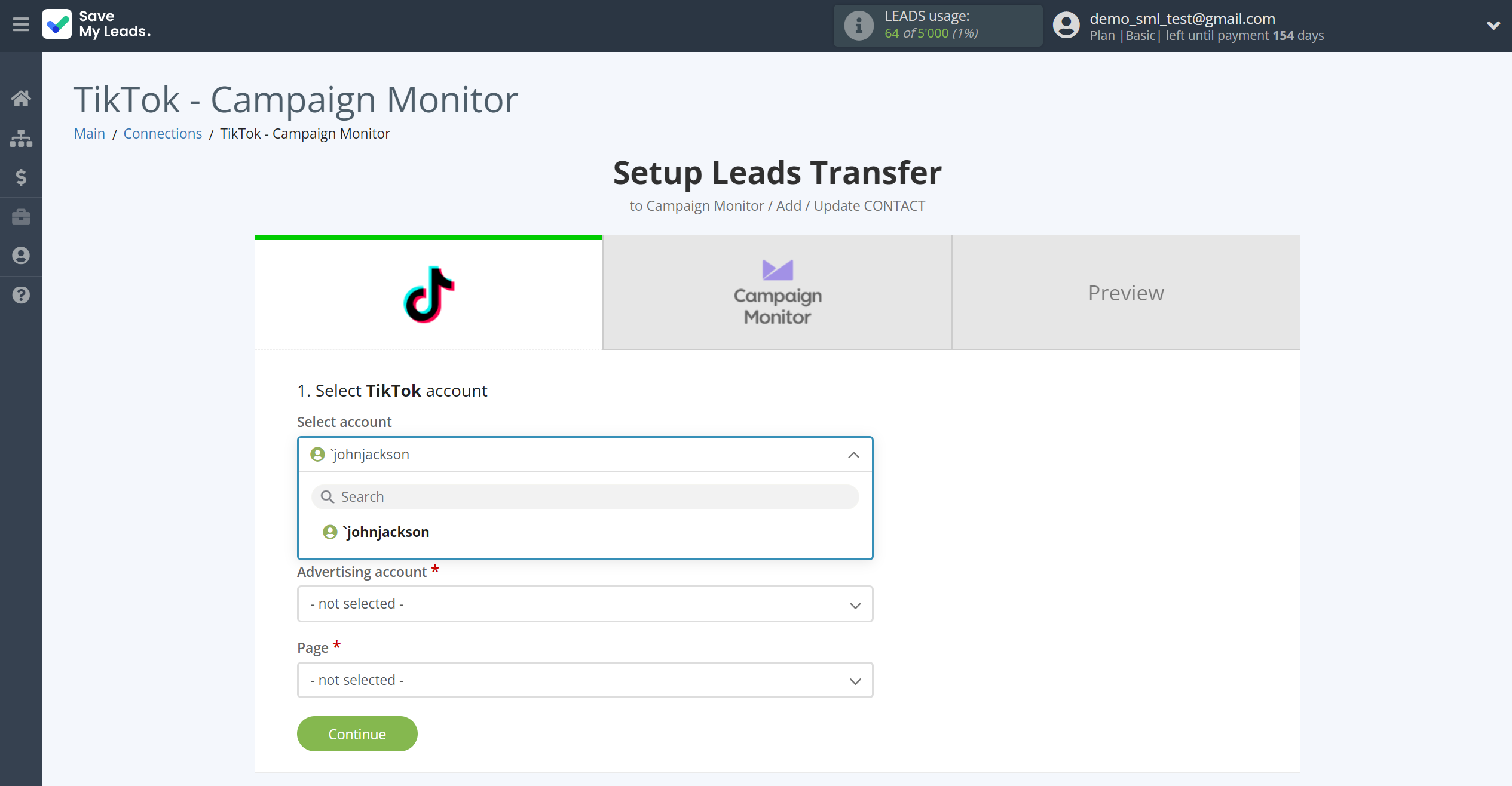 How to Connect TikTok with Campaign Monitor | Data Source account selection How to Connect TikTok with Campaign Monitor | Data Source account selection