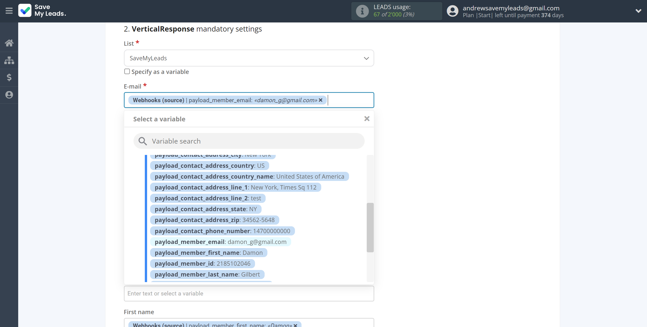How to Connect Webhooks with VerticalResponse | Assigning fields How to Connect Webhooks with VerticalResponse | Assigning fields