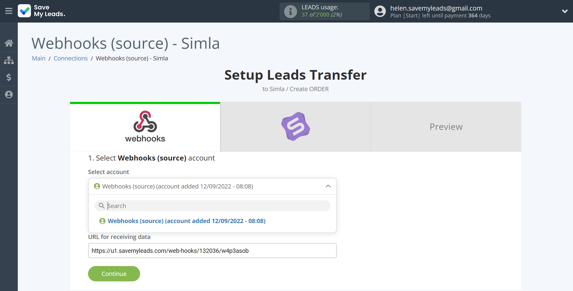How to Connect Webhooks with Simla Create Order | Data Source account selection How to Connect Webhooks with Simla Create Order | Data Source account selection