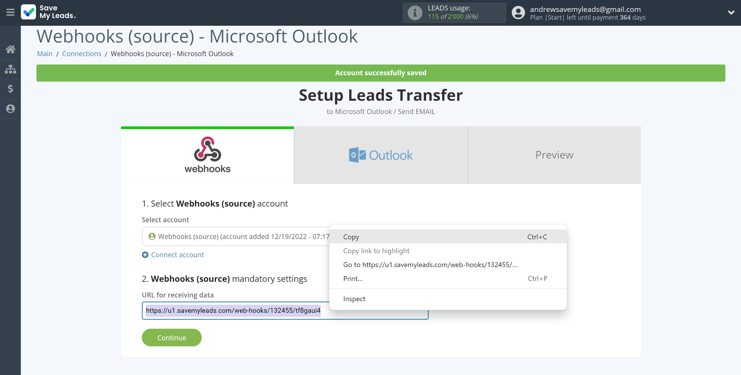 How to Connect Webhooks with Microsoft Outlook | Data Source account connection How to Connect Webhooks with Microsoft Outlook | Data Source account connection