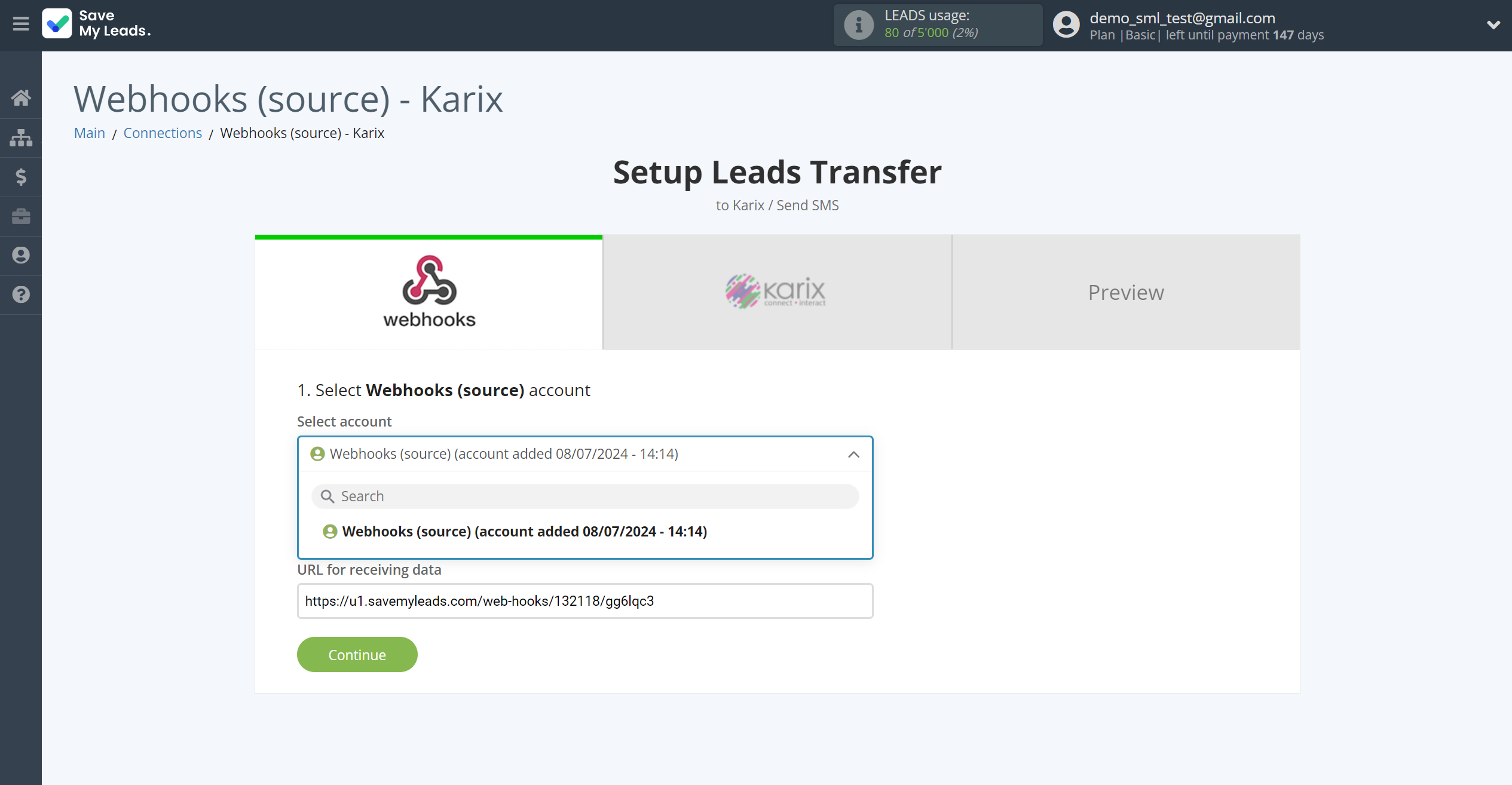 How to Connect Webhooks with Karix | Data Source account selection How to Connect Webhooks with Karix | Data Source account selection
