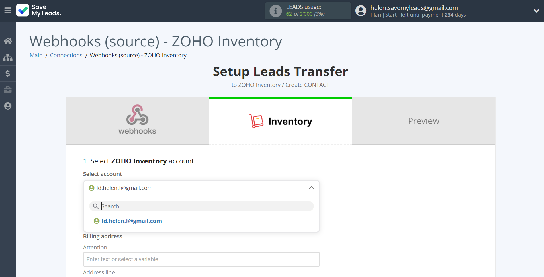 How to Connect Webhooks with Zoho Inventory Create Contacts | Data Destination account selection How to Connect Webhooks with Zoho Inventory Create Contacts | Data Destination account selection