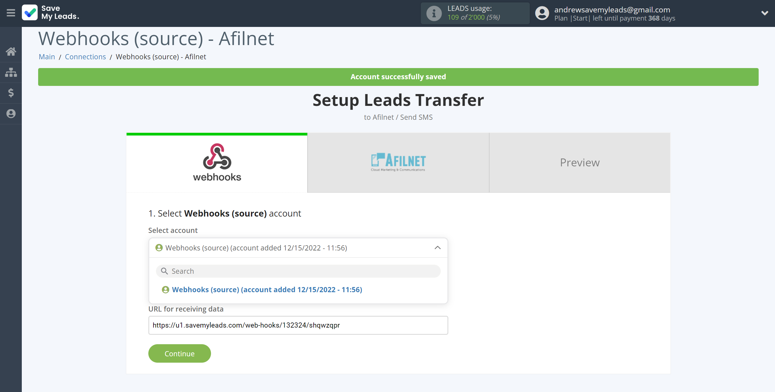 How to Connect Webhooks with Afilnet | Data Source account selection How to Connect Webhooks with Afilnet | Data Source account selection