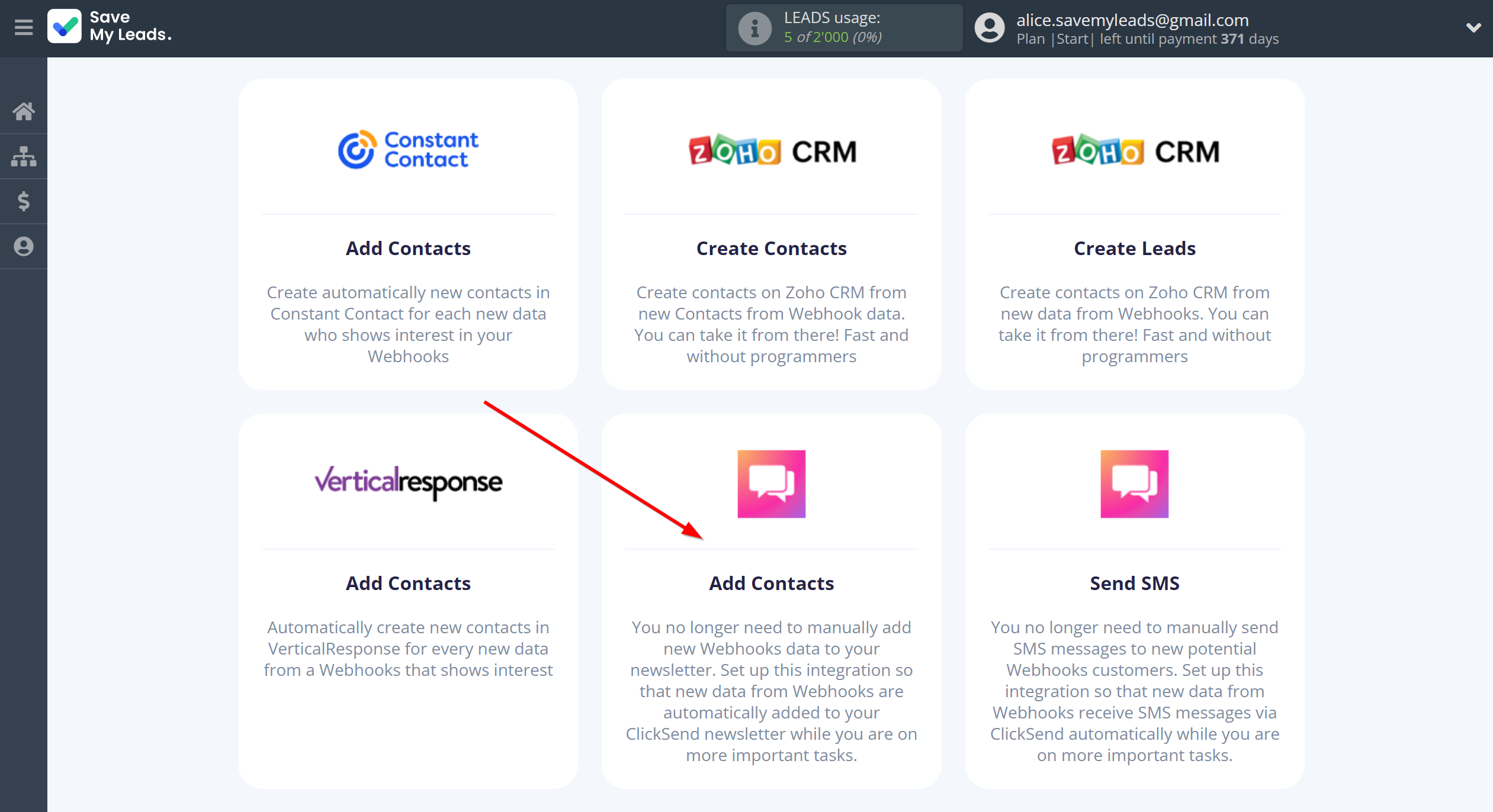 How to Connect Webhooks with ClickSend Add Contacts | Data Destination system selection How to Connect Webhooks with ClickSend Add Contacts | Data Destination system selection