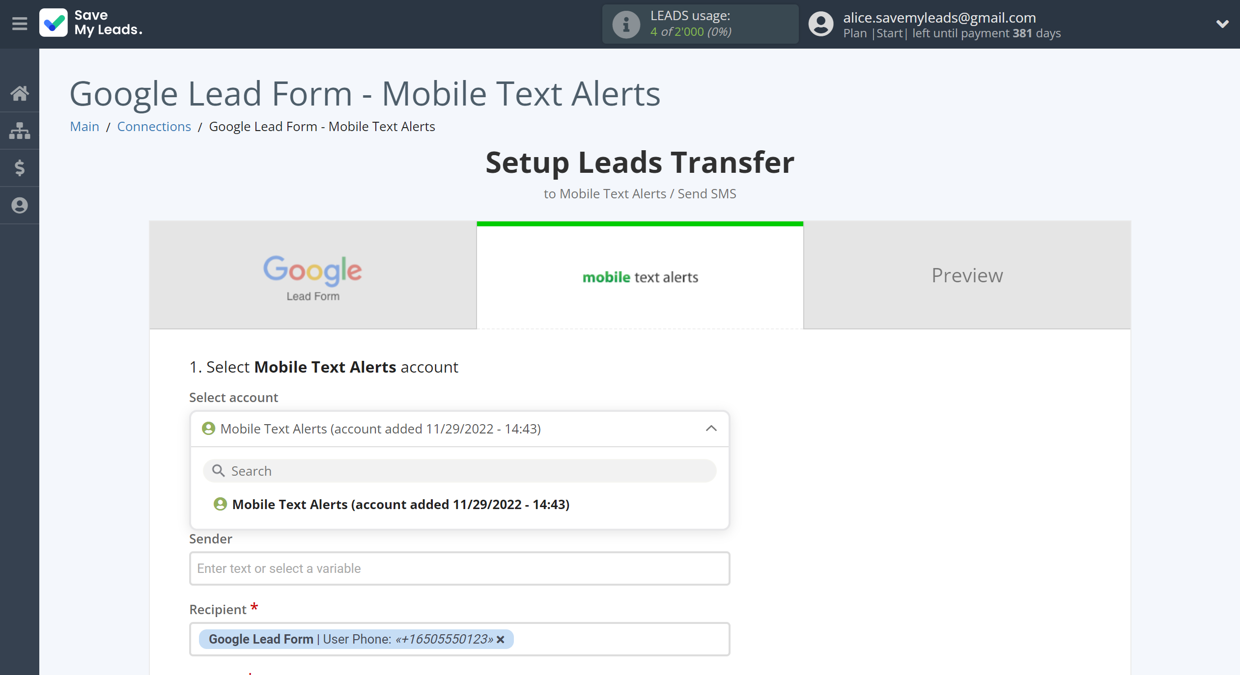 How to Connect Webhooks with Mobile Text Alerts | Data Destination account selection How to Connect Webhooks with Mobile Text Alerts | Data Destination account selection