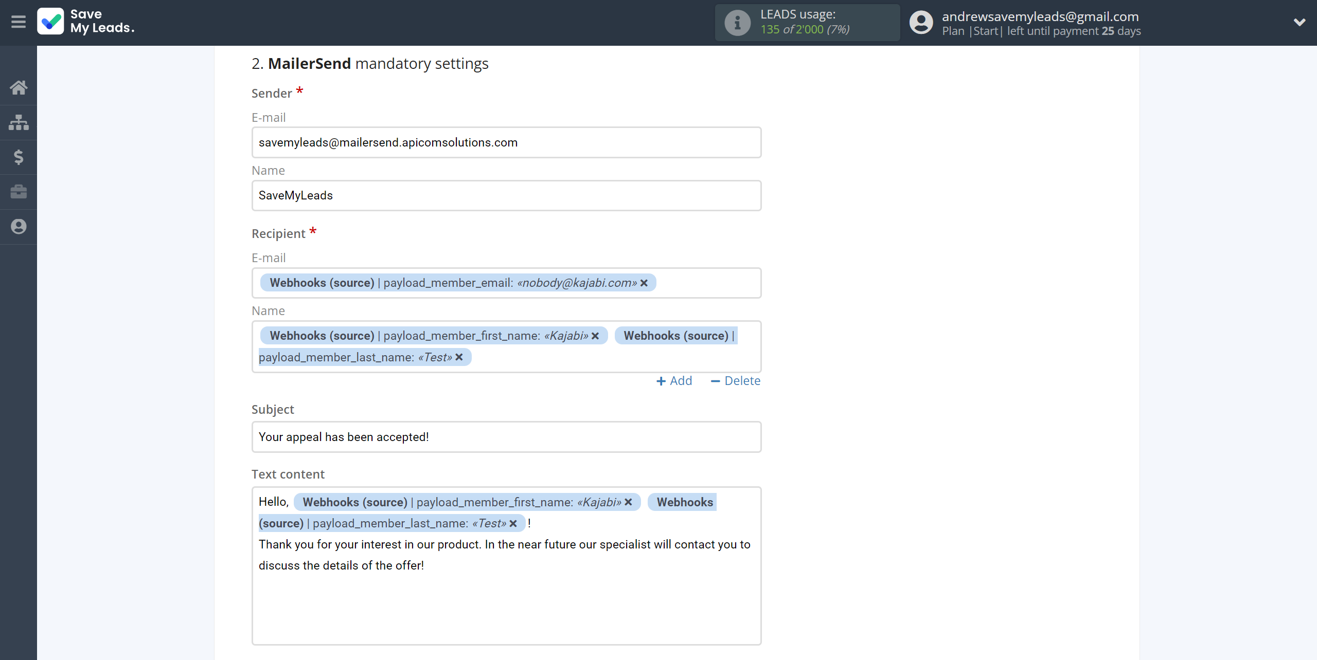 How to Connect Webhooks with MailerSend Send Email | Assigning fields How to Connect Webhooks with MailerSend Send Email | Assigning fields
