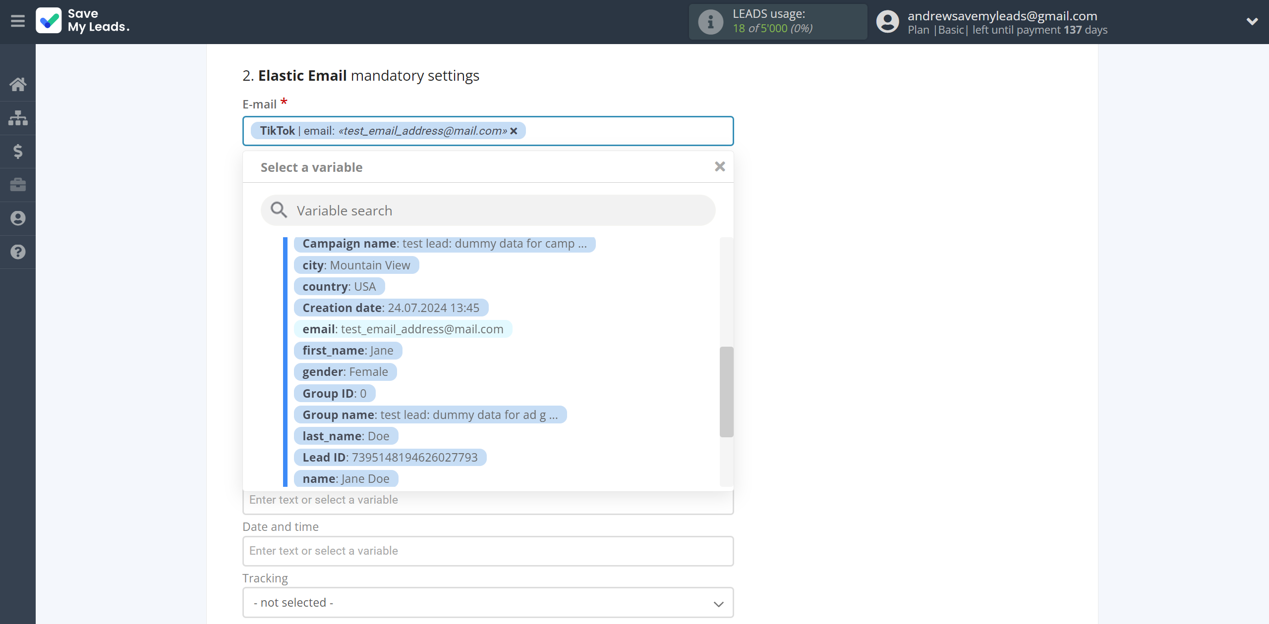 How to Connect TikTok with Elastic Email Create Contacts | Assigning fields How to Connect TikTok with Elastic Email Create Contacts | Assigning fields