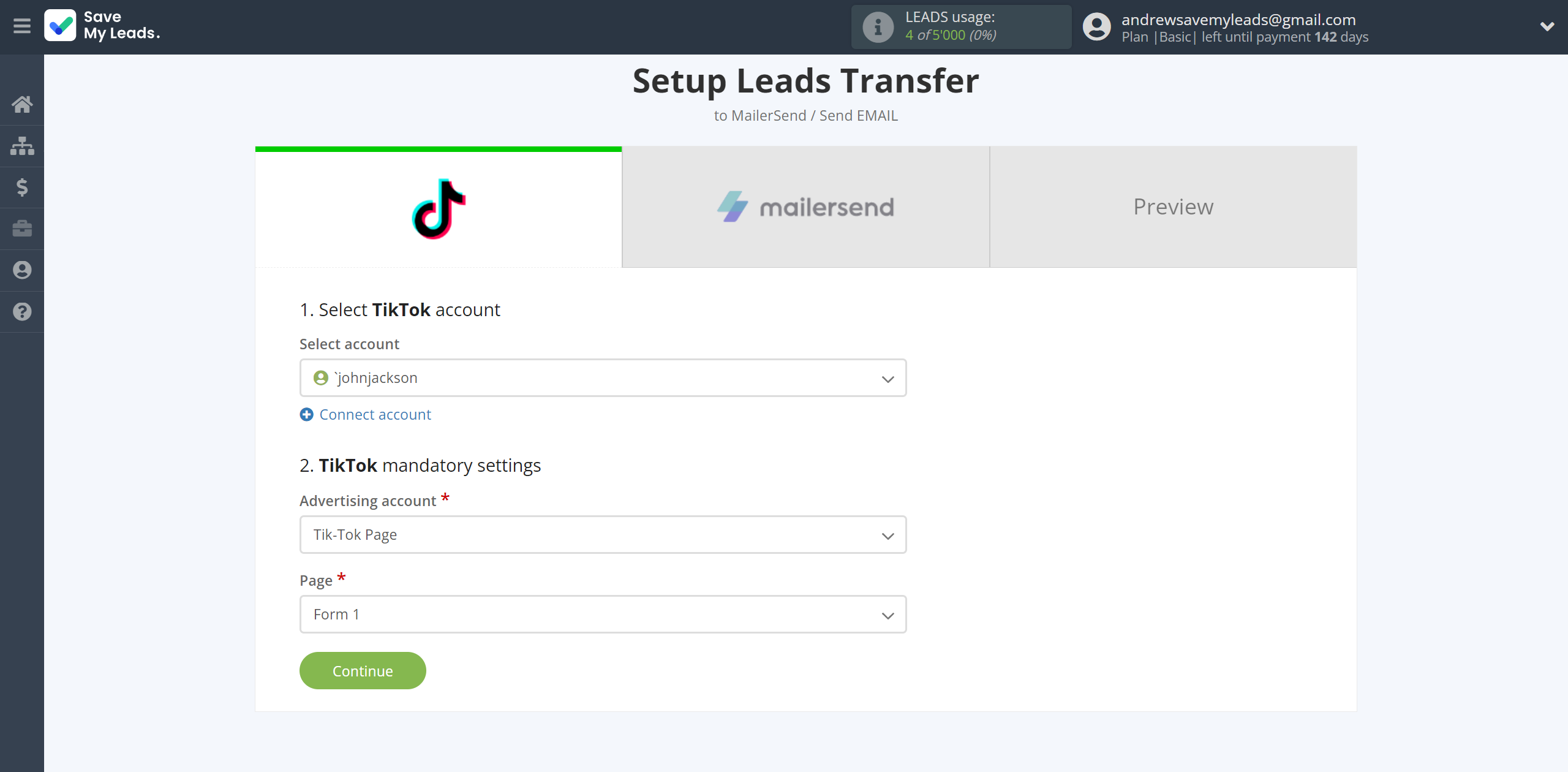 How to Connect TikTok with MailerSend Send Email | Data Source account connection How to Connect TikTok with MailerSend Send Email | Data Source account connection