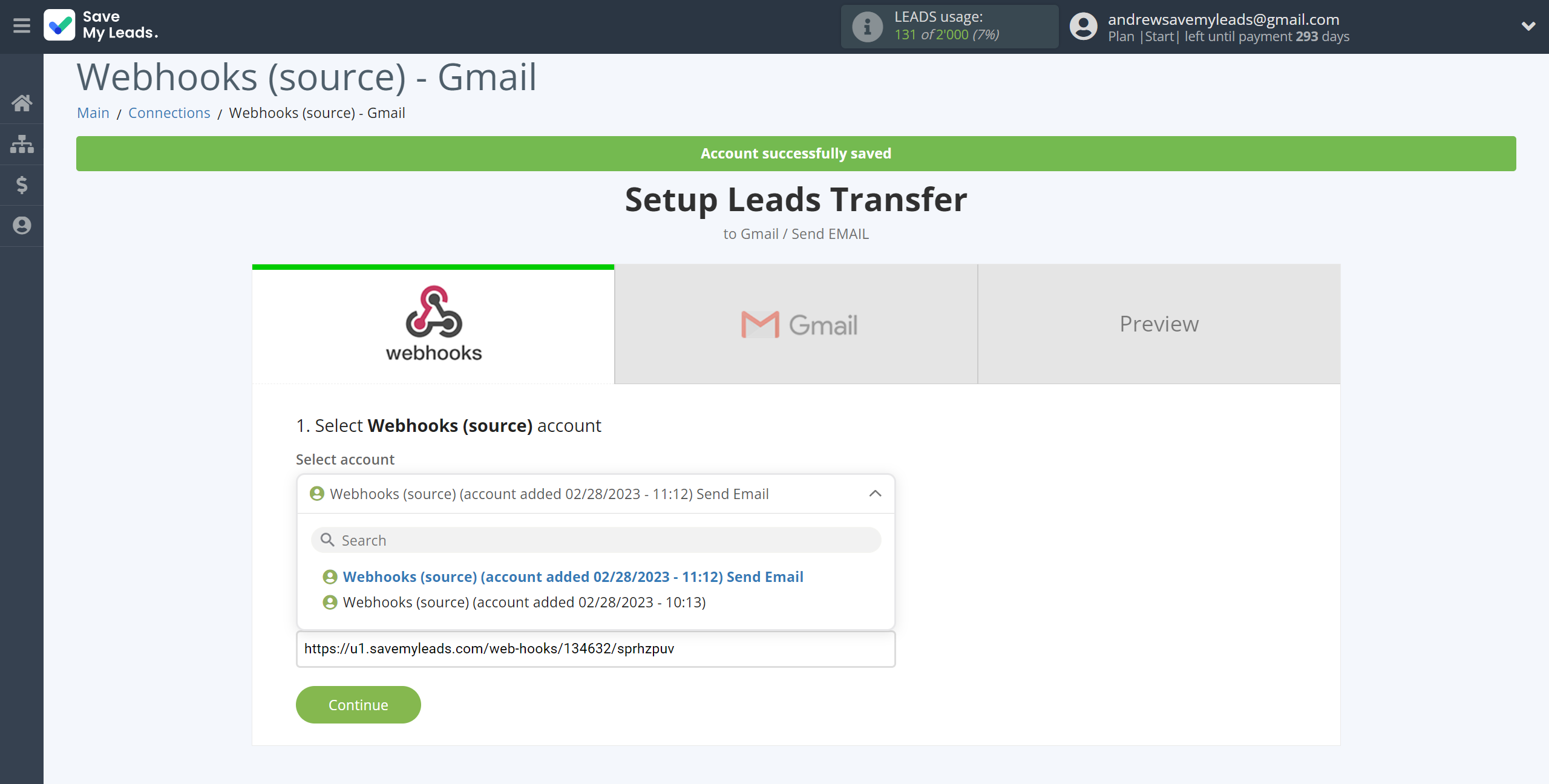 How to Connect Webhooks with Gmail | Data Source account selection How to Connect Webhooks with Gmail | Data Source account selection