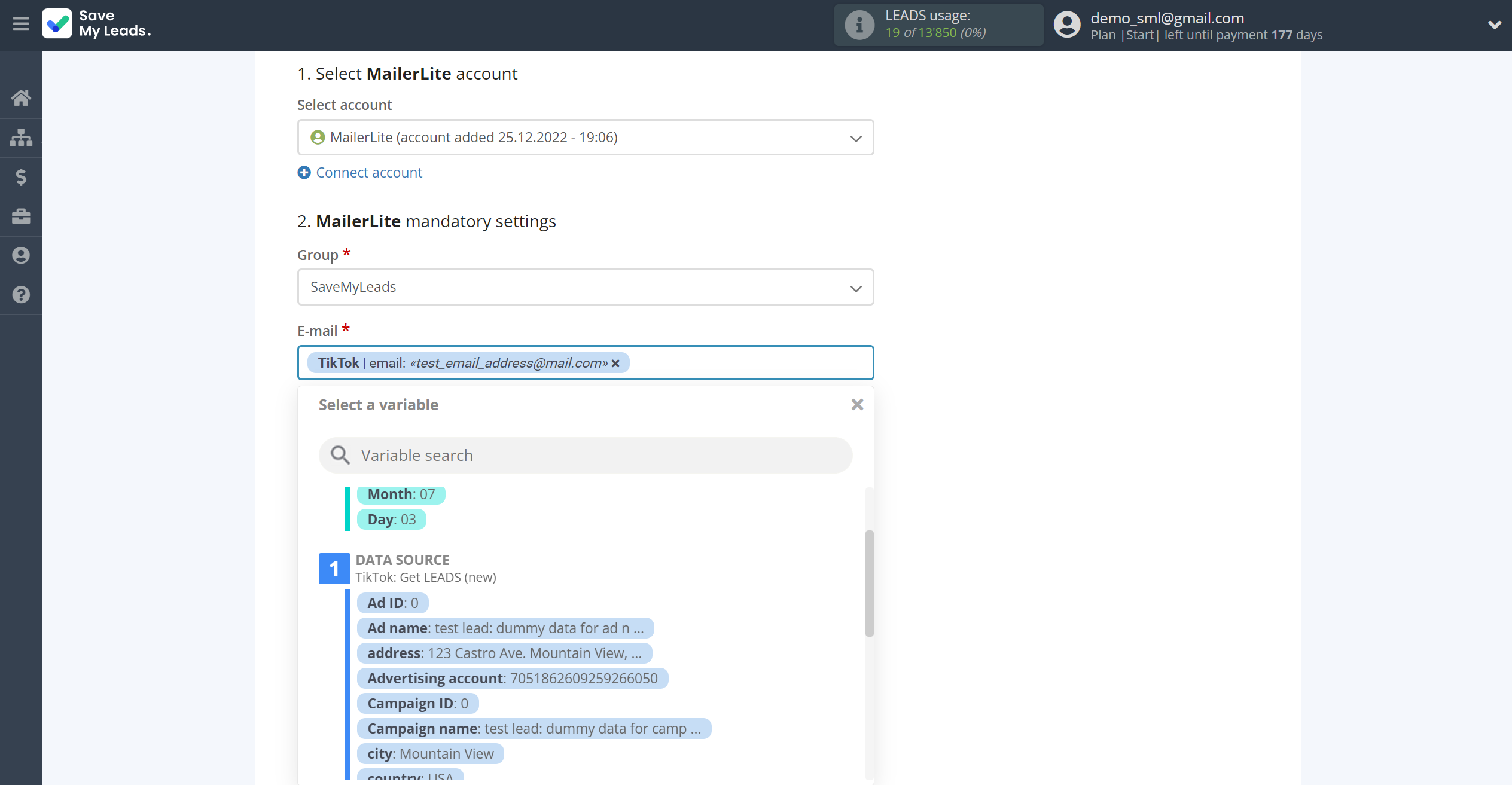 How to Connect TikTok with MailerLite | Assigning fields How to Connect TikTok with MailerLite | Assigning fields
