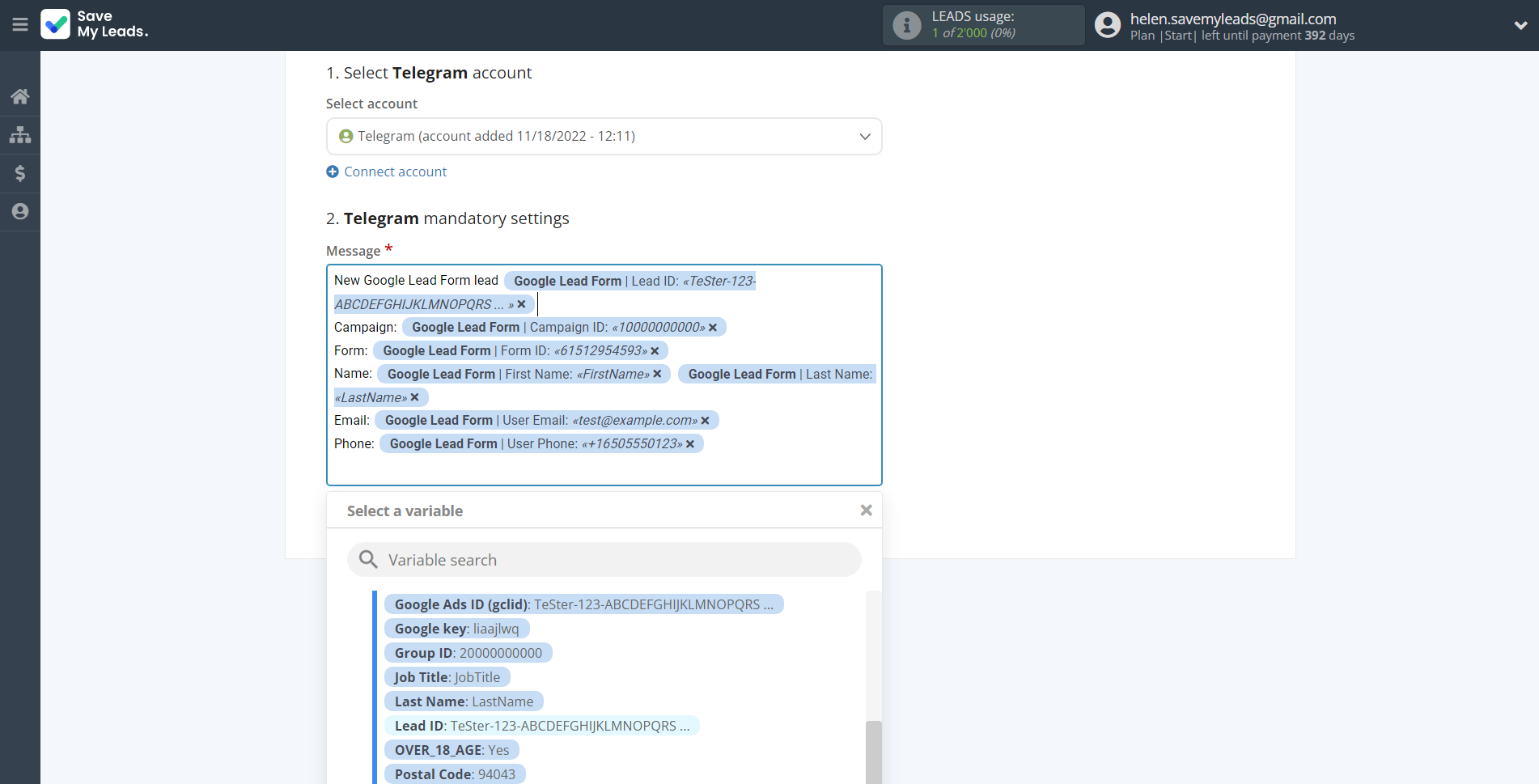 How to Connect Google Lead Form with Telegram | Assigning fields How to Connect Google Lead Form with Telegram | Assigning fields